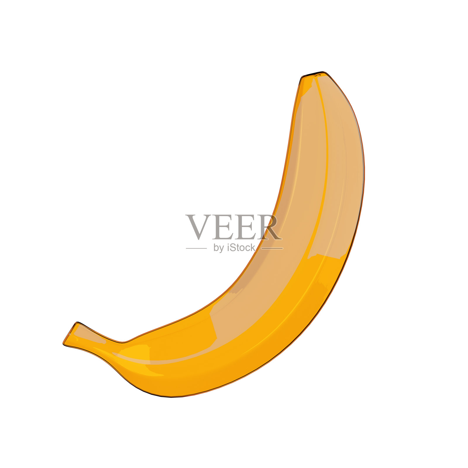 黄色透明玻璃香蕉水果。3d渲染照片摄影图片