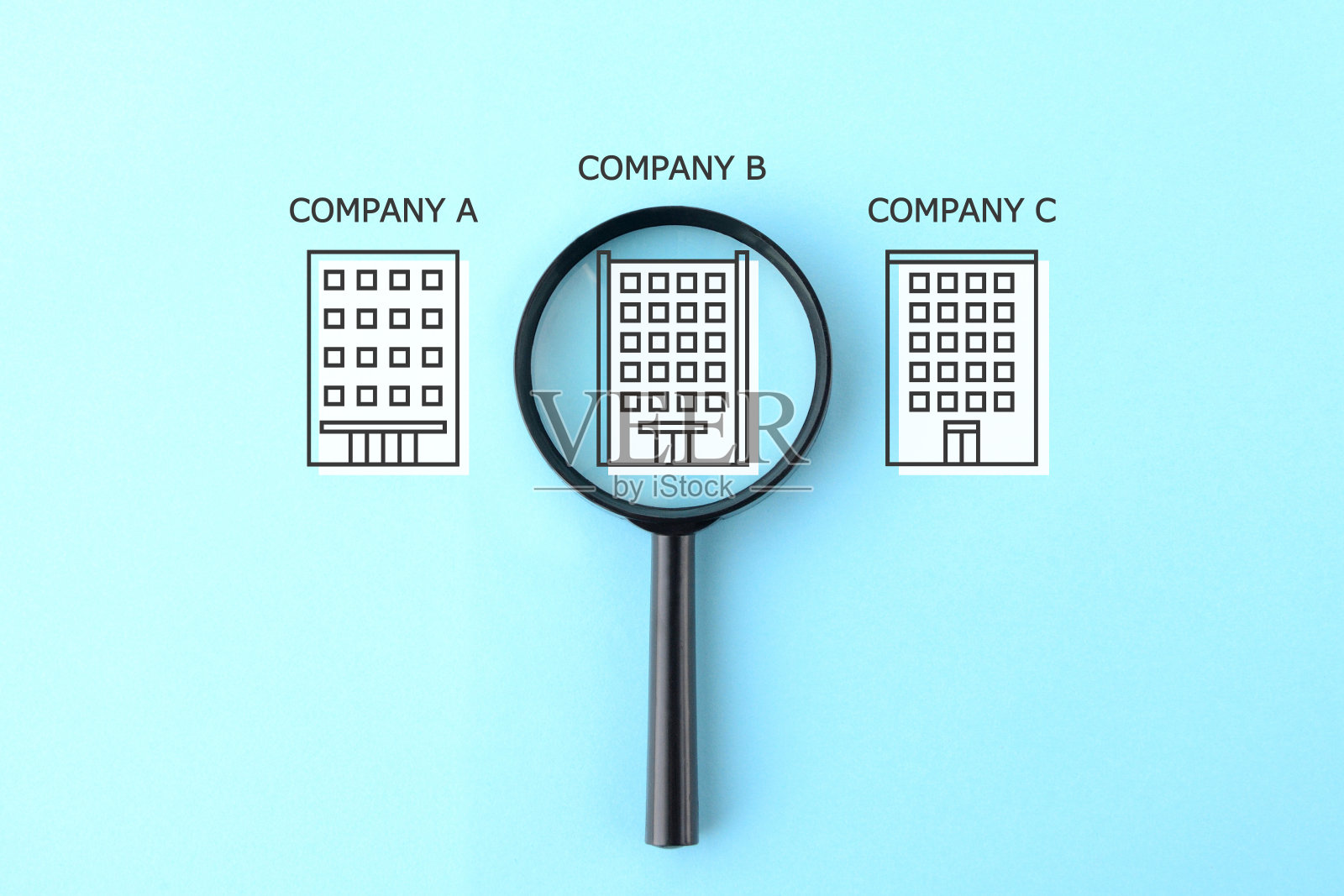 放大镜和三公司插图照片摄影图片