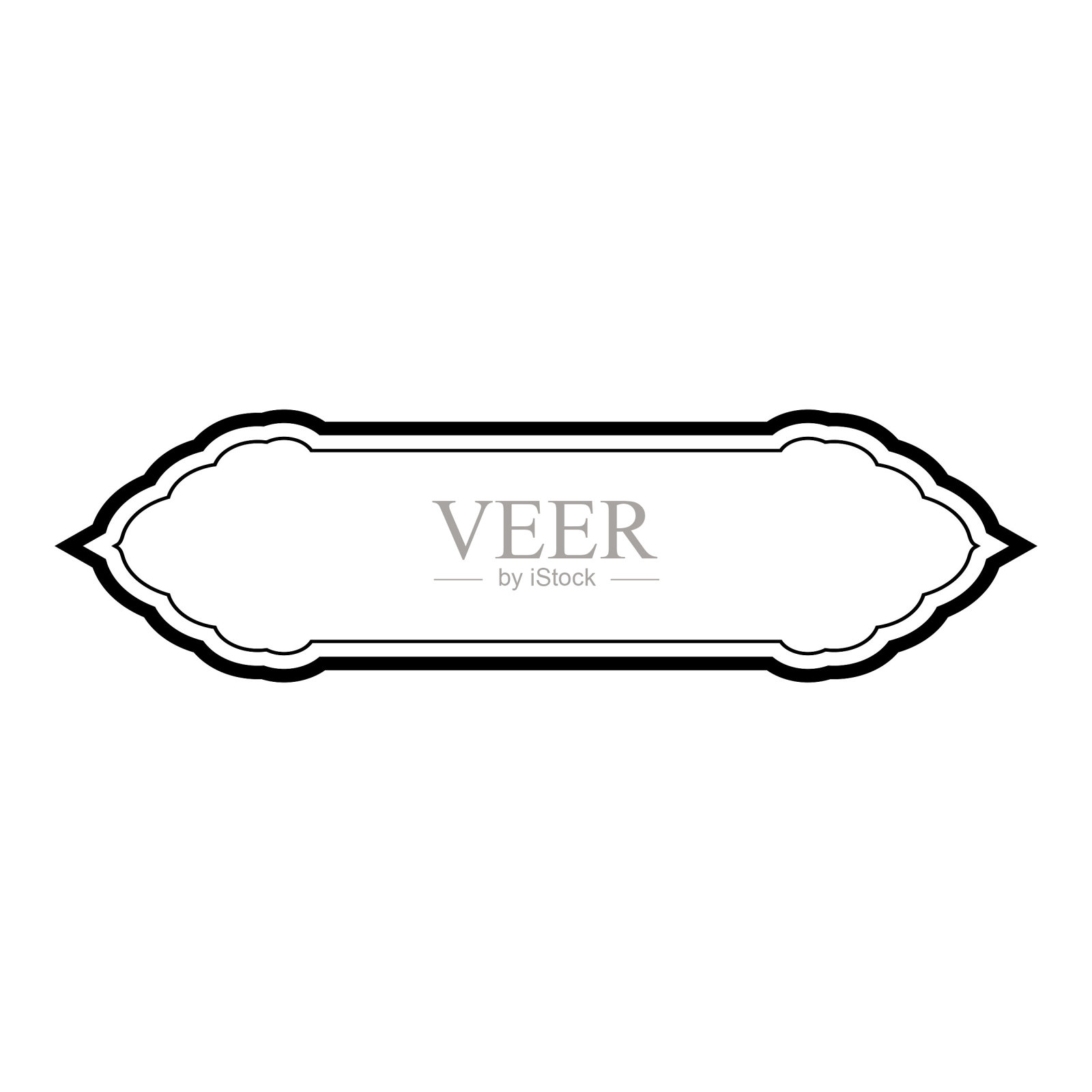 伊斯兰标签和名称框架双线轮廓线黑色笔画轮廓设计象形符号视觉说明插画图片素材