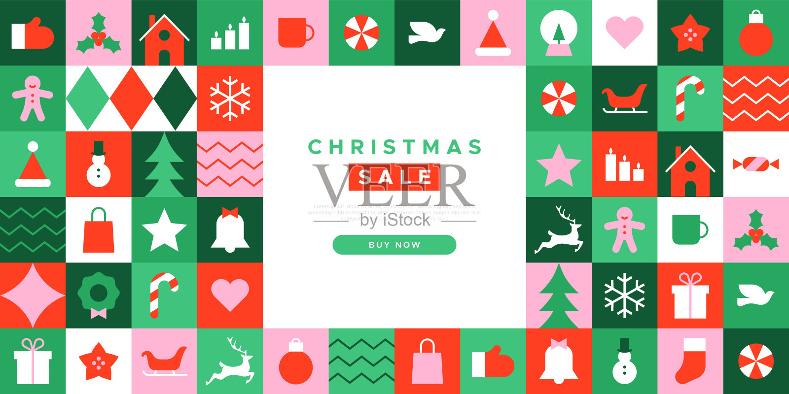 圣诞节销售现代几何横幅模板插画图片素材