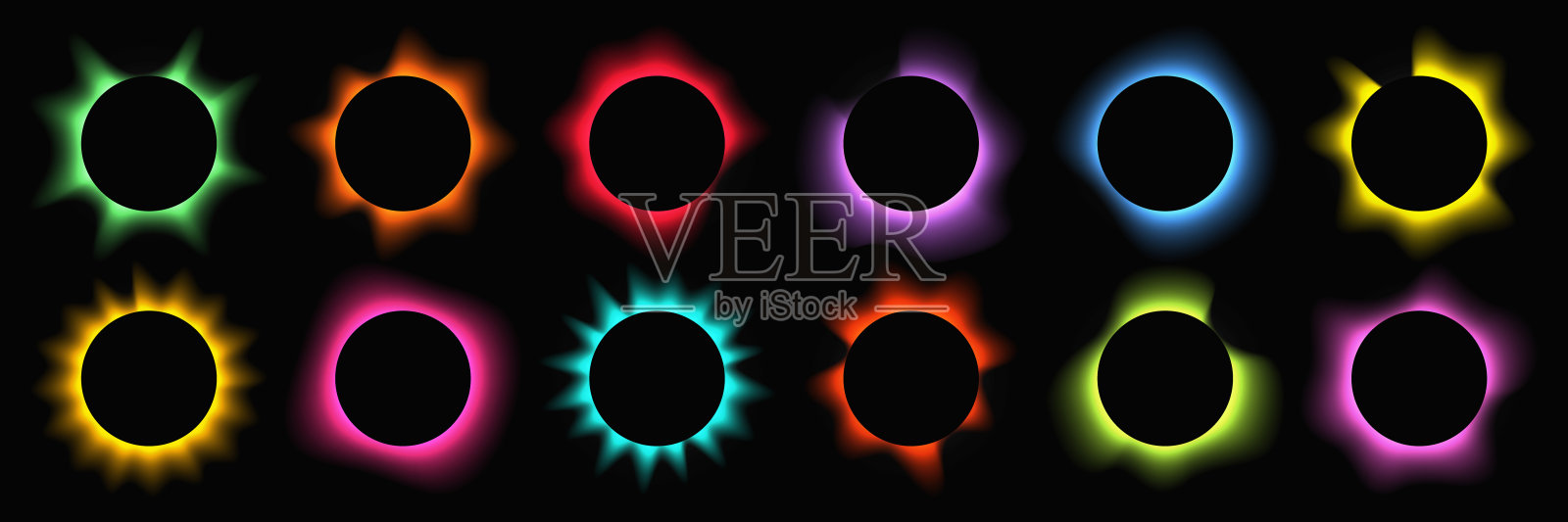 一套圆形照明灯架插画图片素材