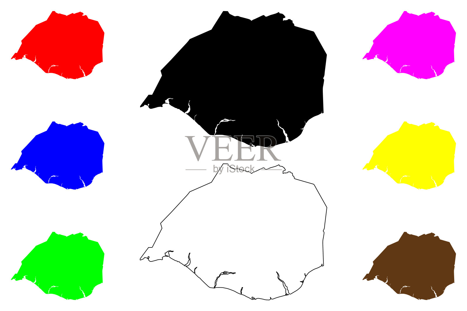 南部地区(冰岛岛，冰岛地区)地图矢量插图，涂鸦素描苏尔兰地图插画图片素材