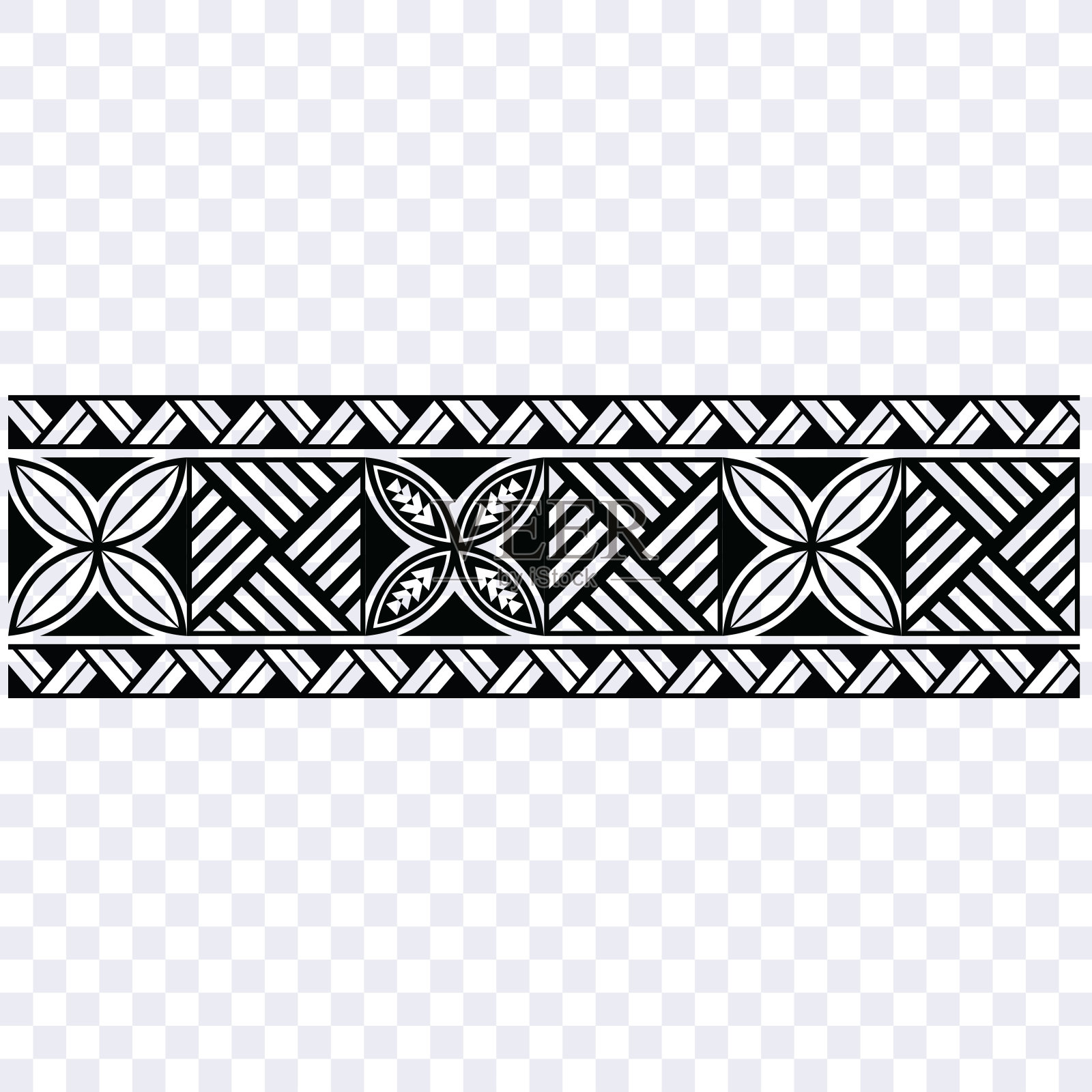 波利尼西亚部落乐队设计。萨摩亚部落边界。装饰无缝图案。插画图片素材