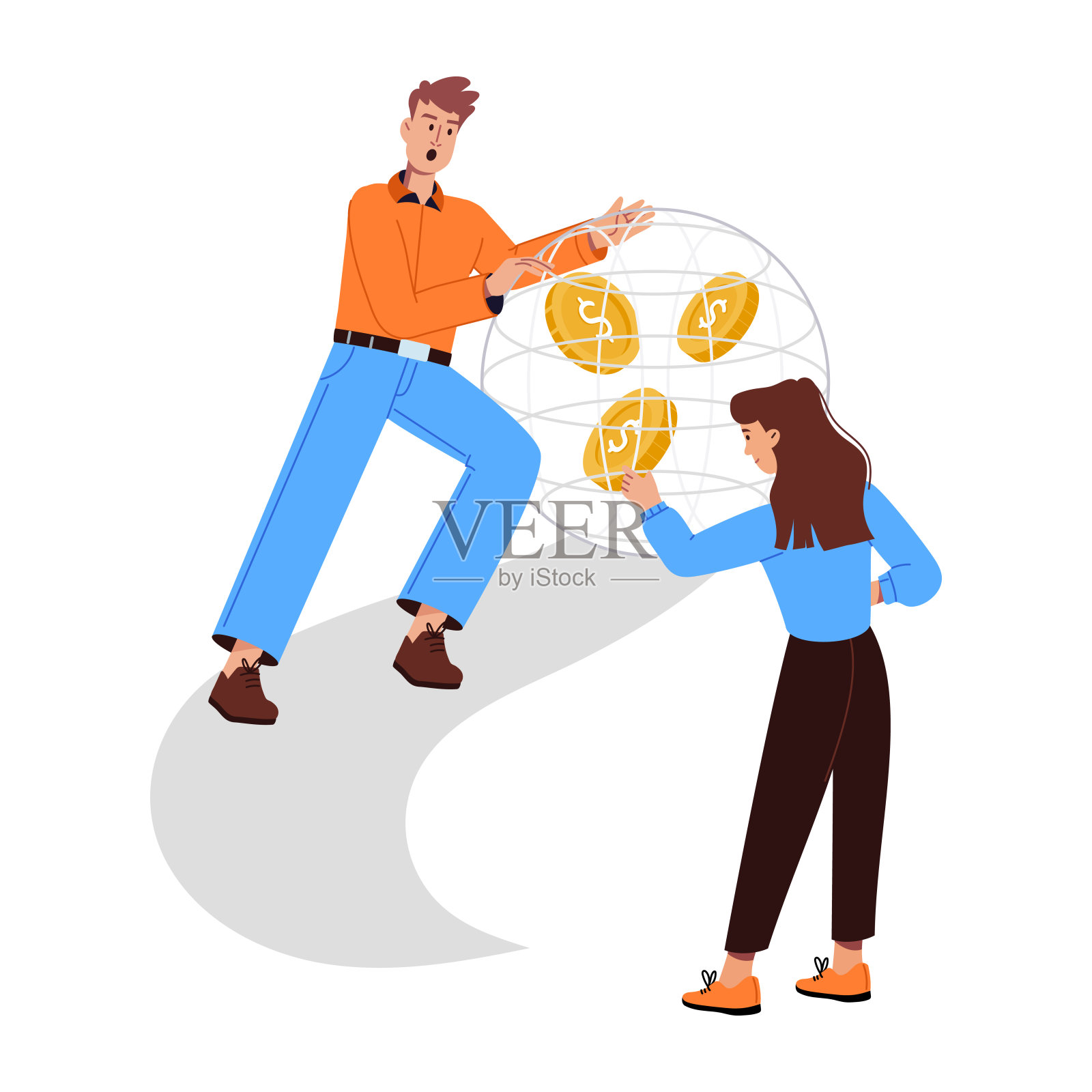 平面风格的全球融资插图插画图片素材