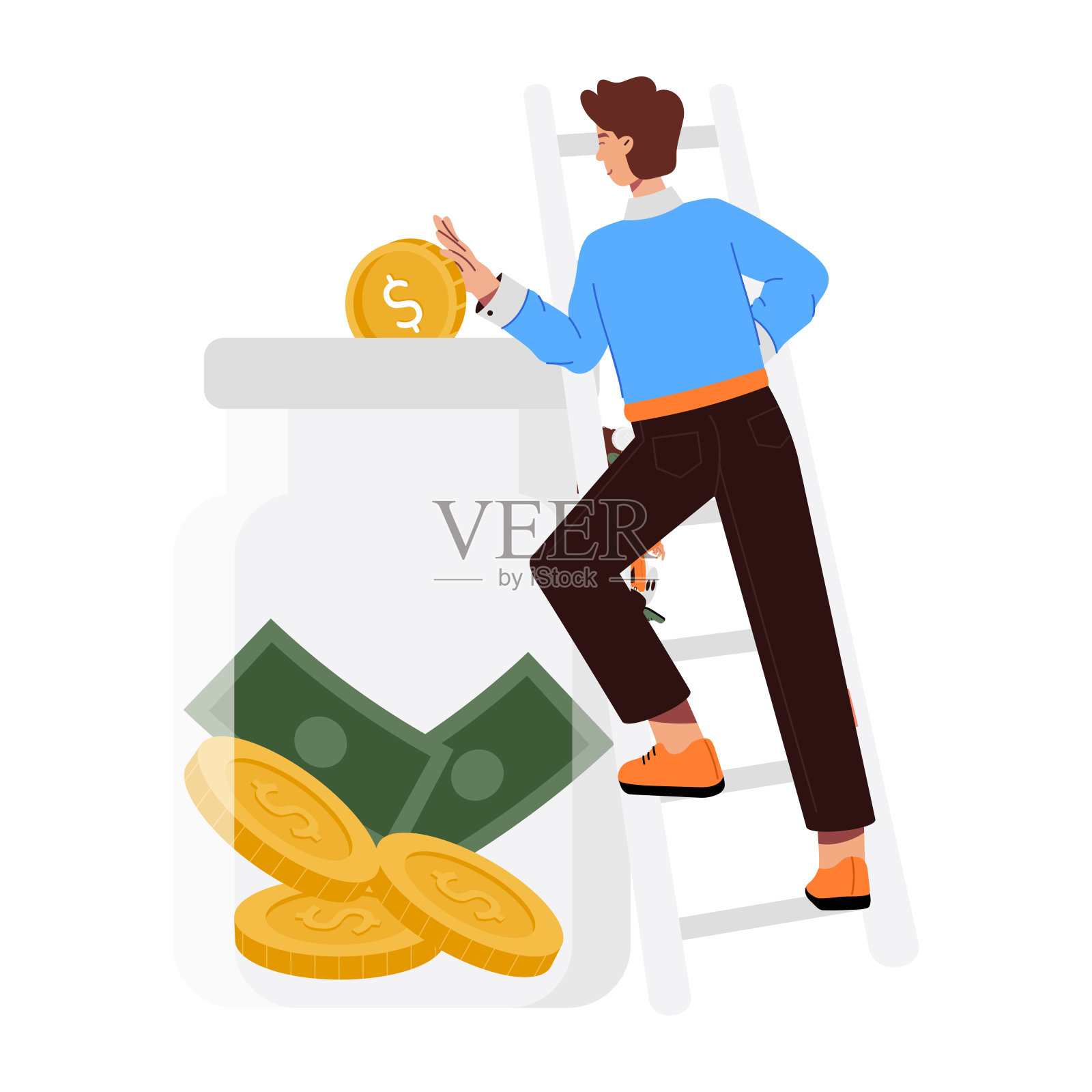 省钱在罐，平插图插画图片素材