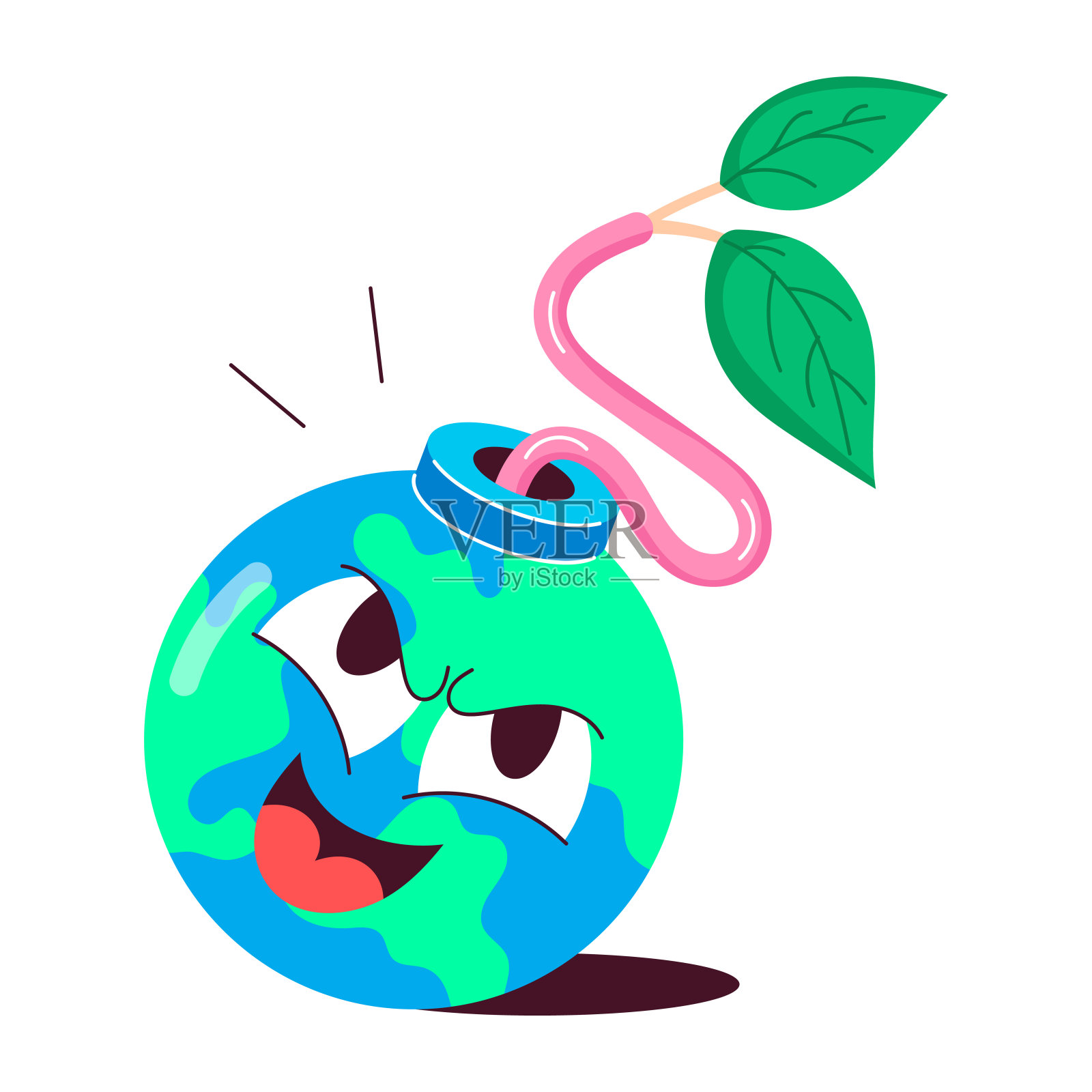 漫画风格的自然威胁贴纸插画图片素材