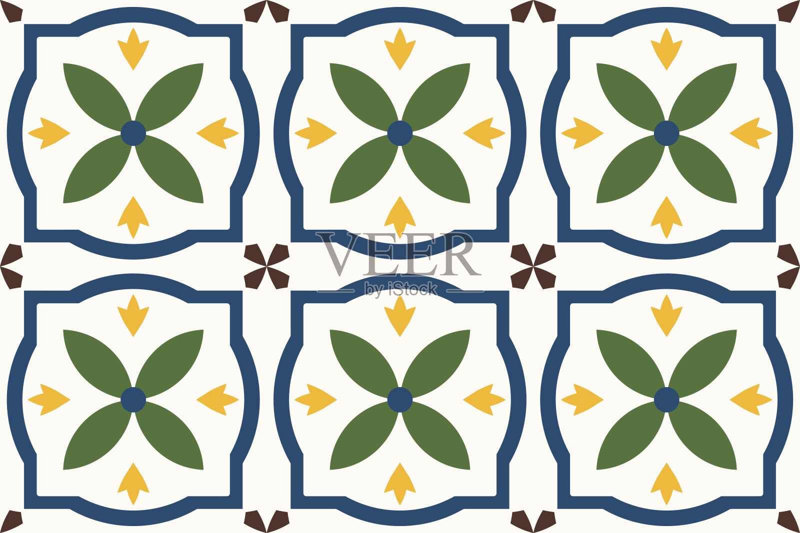 明亮的几何无缝装饰图案。马赛克色彩华丽的印花。瓷砖时尚复古可重复的背景插画图片素材