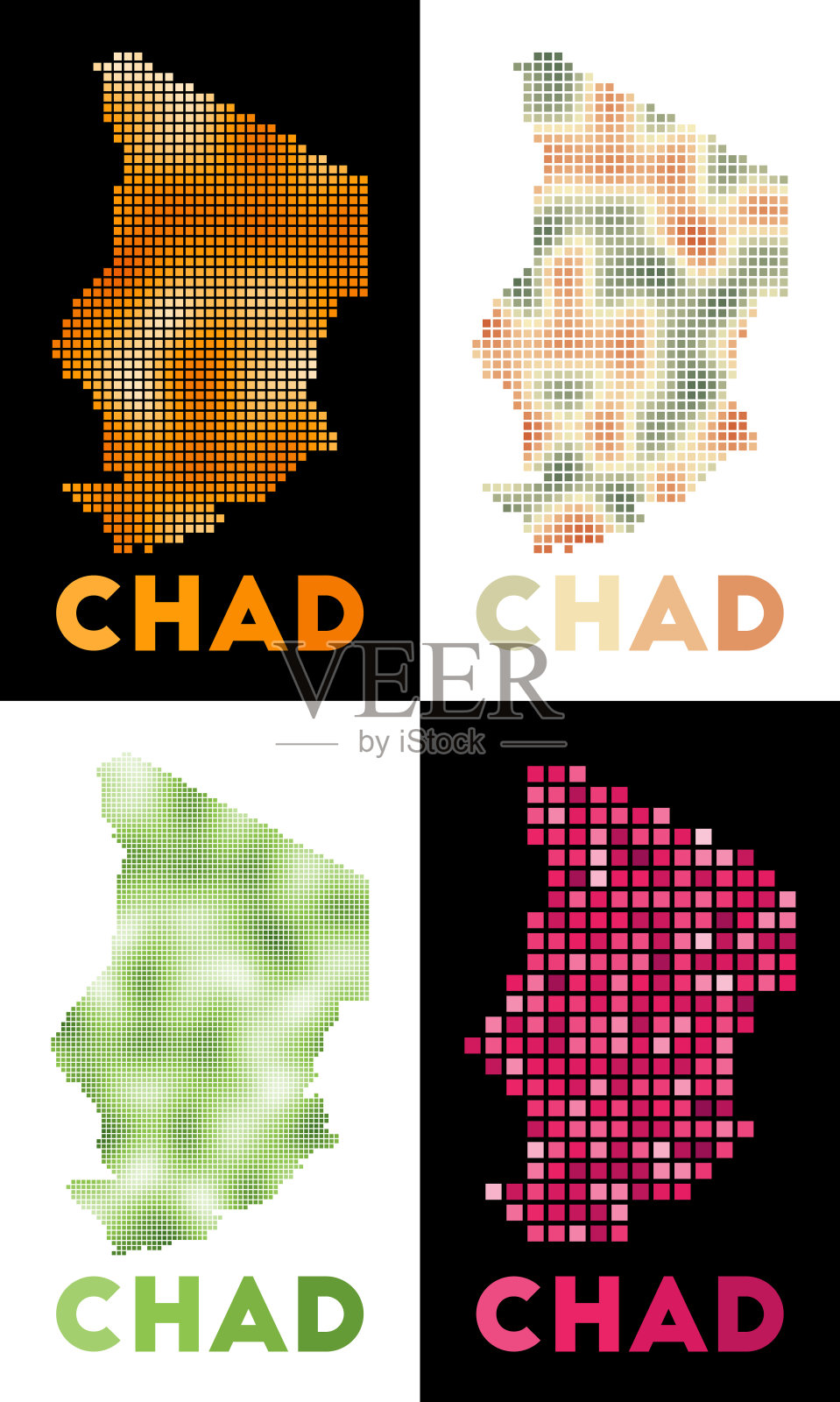 乍得的地图。乍得地图集锦，虚线写法。国家的边界填充矩形为您的设计。矢量插图。插画图片素材