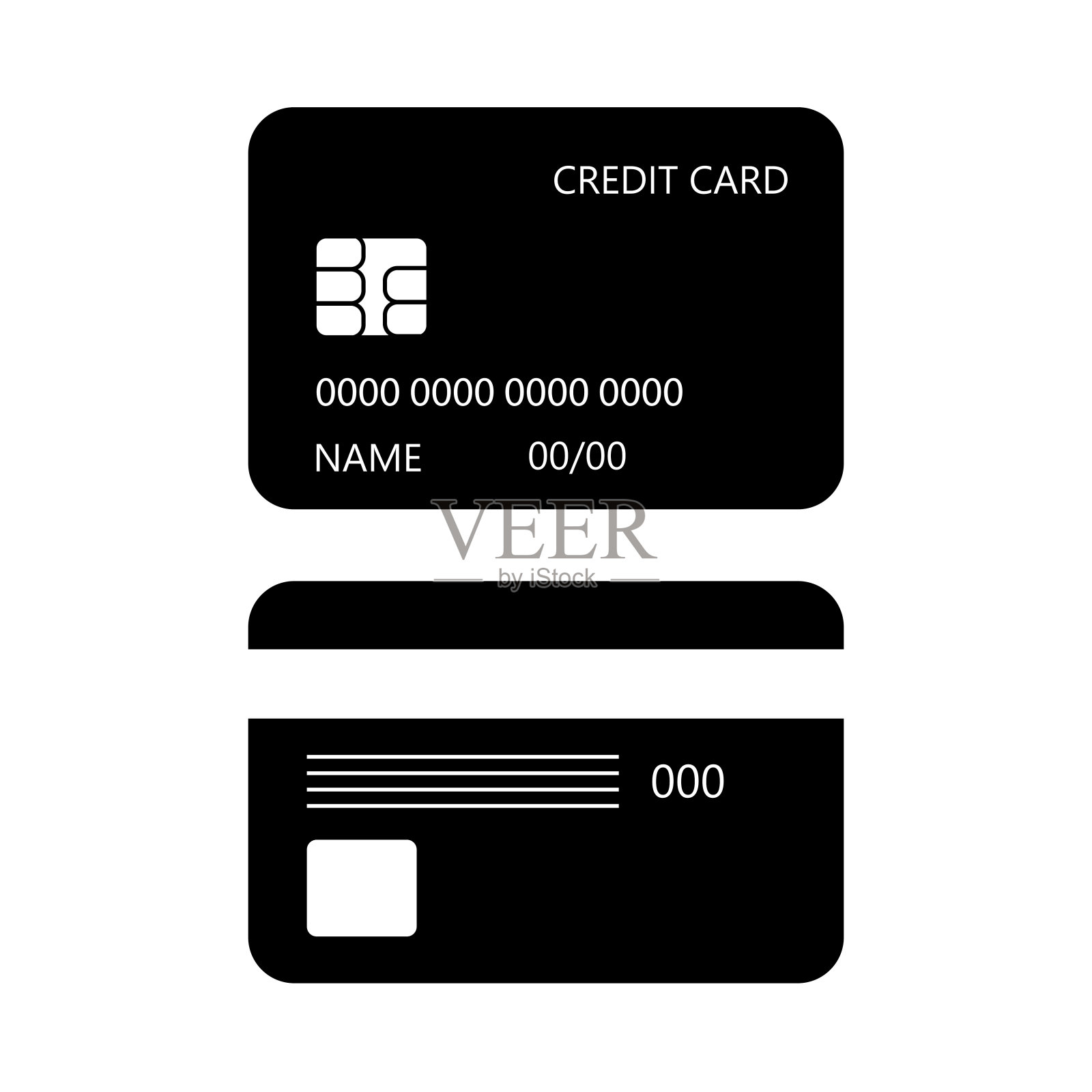 信用卡矢量图标，前面和后面的看法插画图片素材