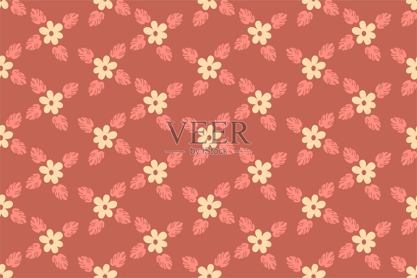 抽象花朵无缝图案背景插画图片素材