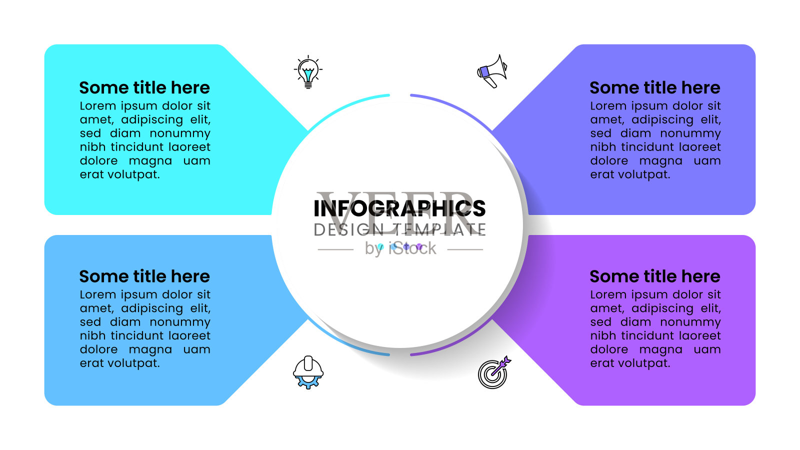 信息图表模板。横幅上有4个台阶，标题在中间插画图片素材