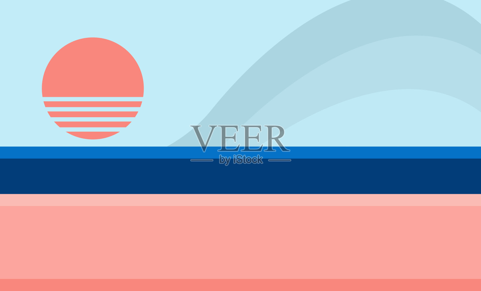 热带阳光、海滩和大海插画图片素材