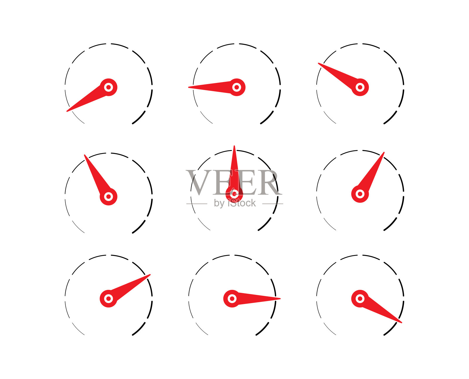 九级指示器。圆形表盘。Dial group适用于体育、教育、商业等领域插画图片素材