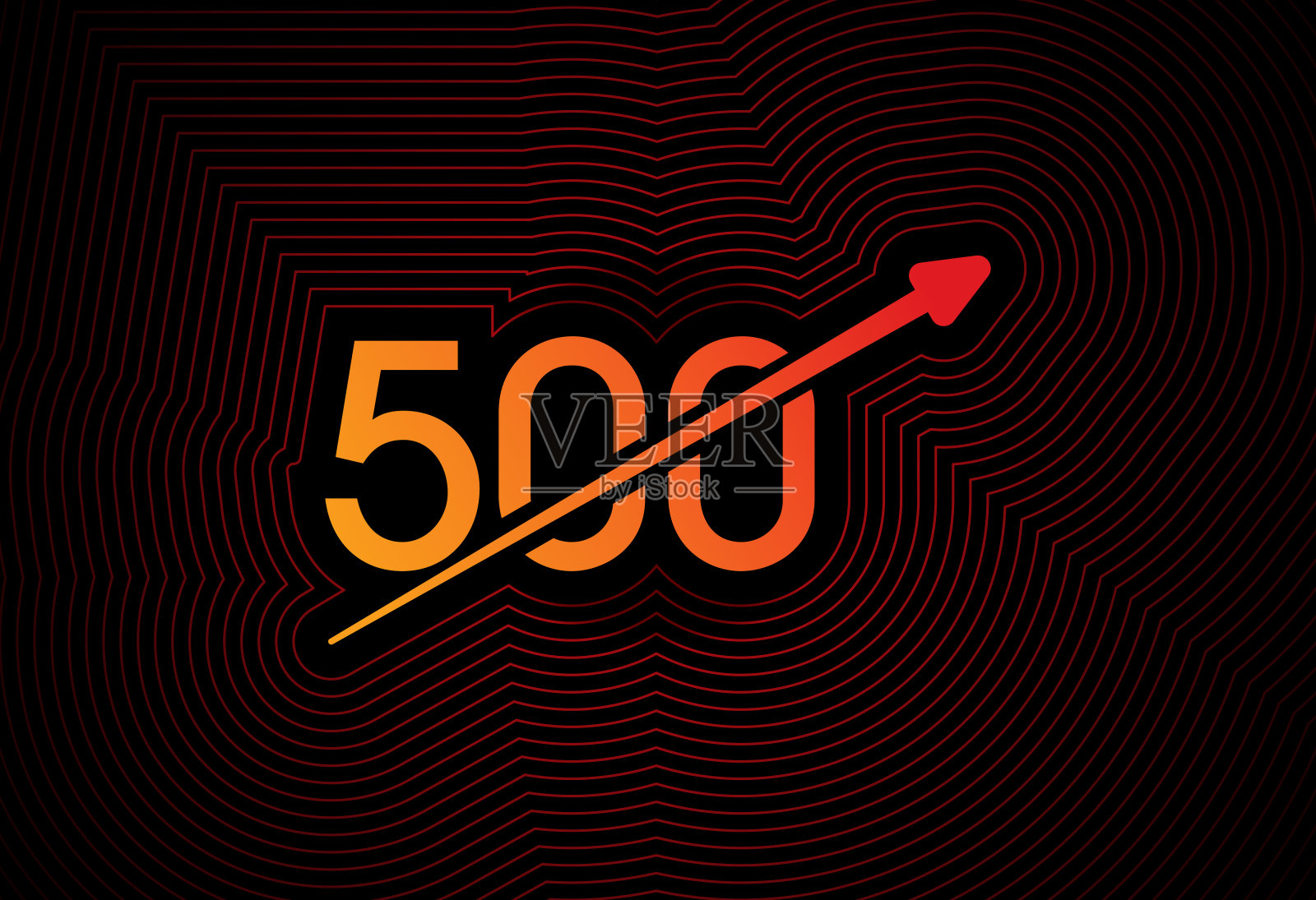 500号和箭头标志概念。500名代表成长、经济和成功插画图片素材