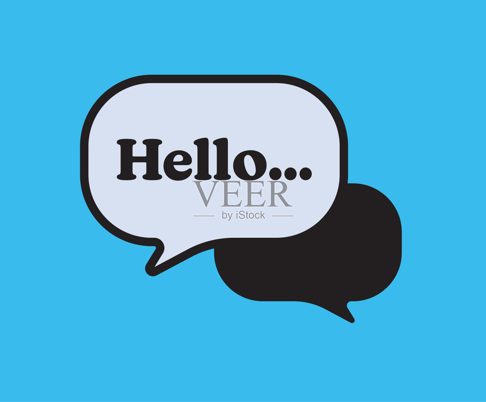 你好，关于演讲泡泡的单词插画图片素材