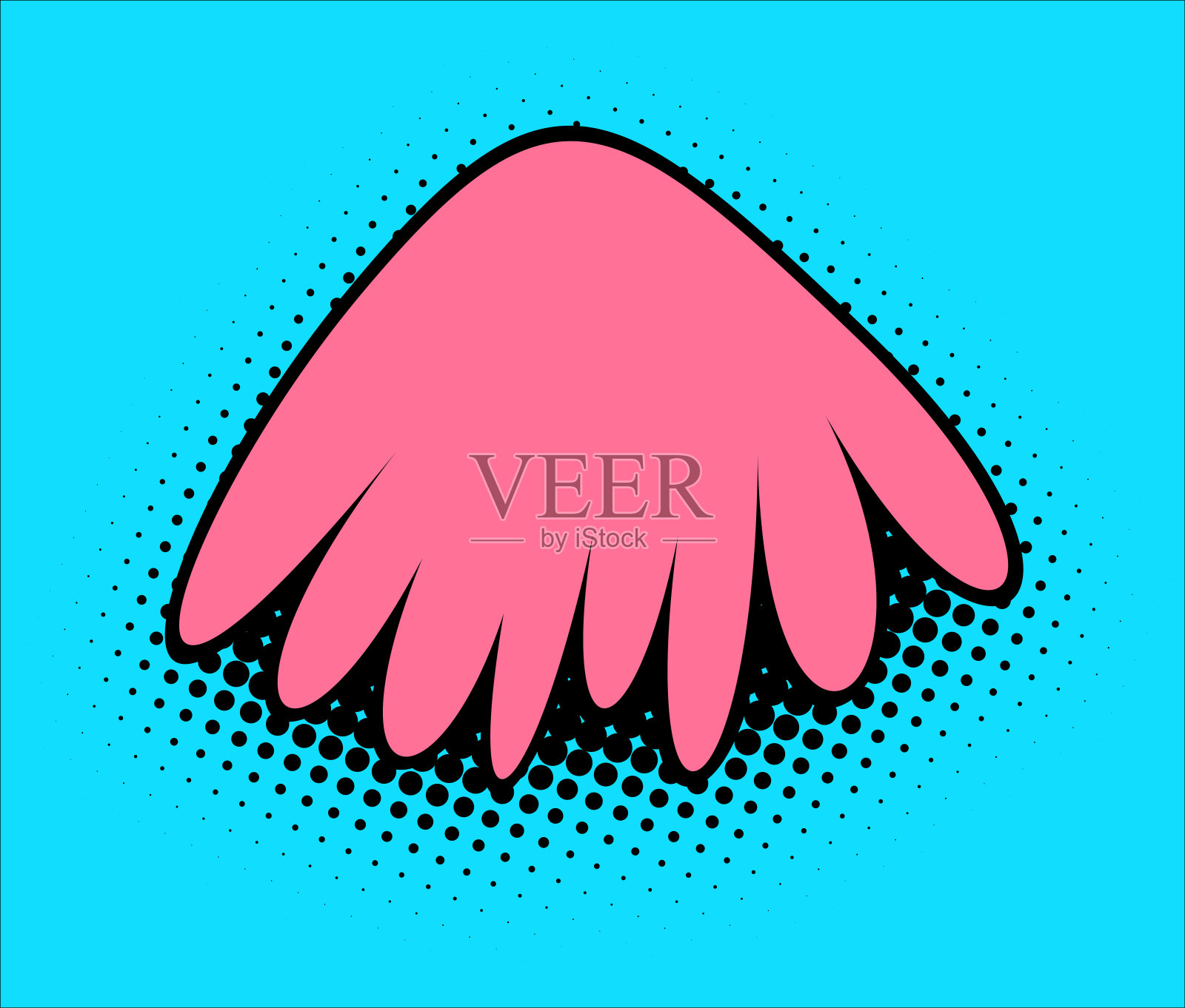 波普艺术青色上的粉红翅膀插画图片素材