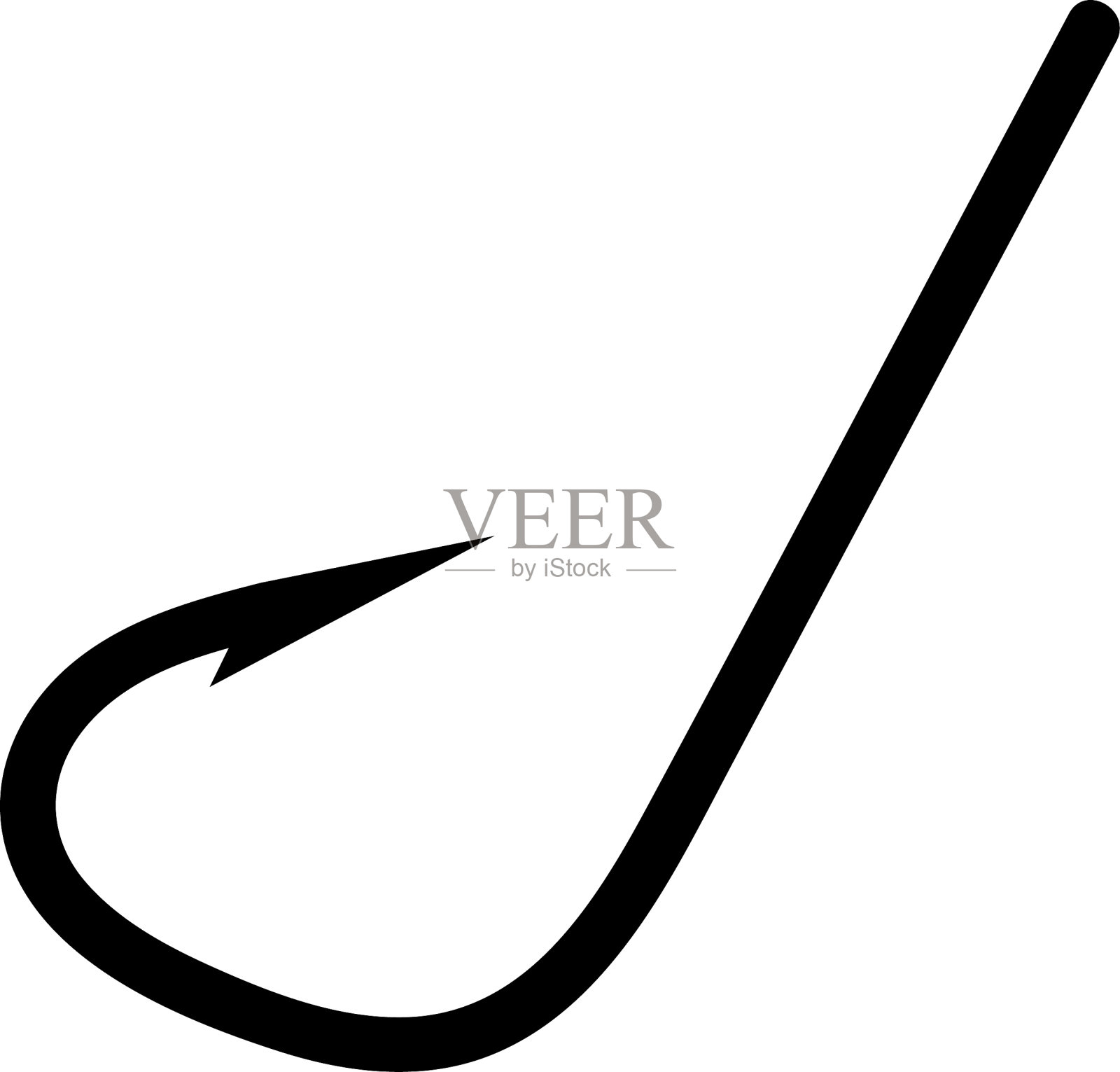 鱼钩图标。简单的平面风格。鱼钩，垂钓器，金属尖针，陷阱。矢量图插画图片素材