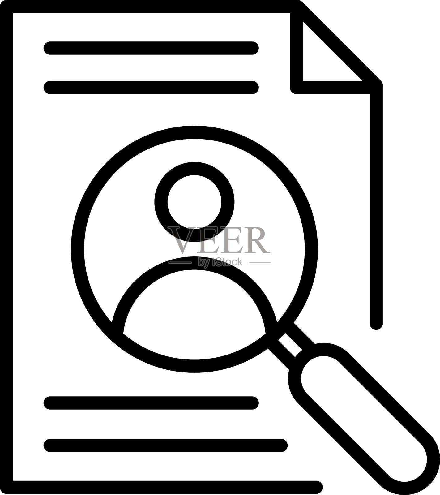 文档搜索图标。案例研究矢量图标上的白色背景。插画图片素材