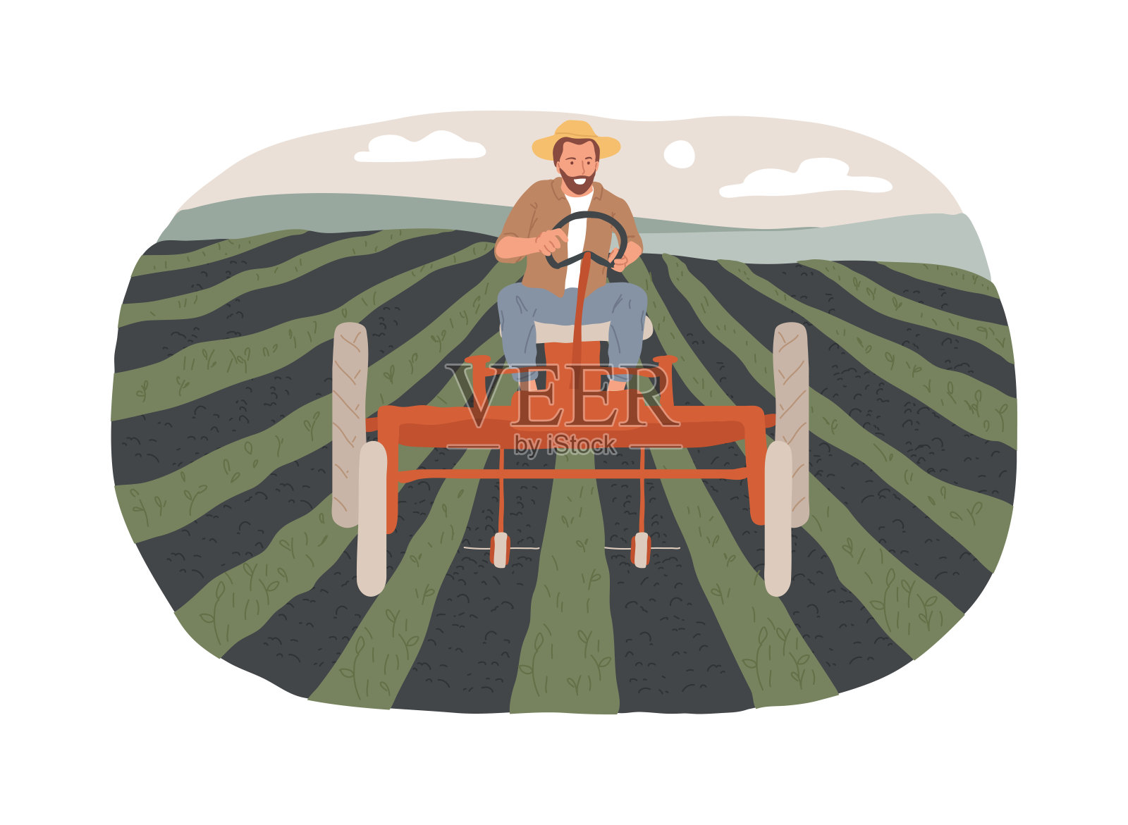 机械栽培孤立的卡通矢量插图。插画图片素材