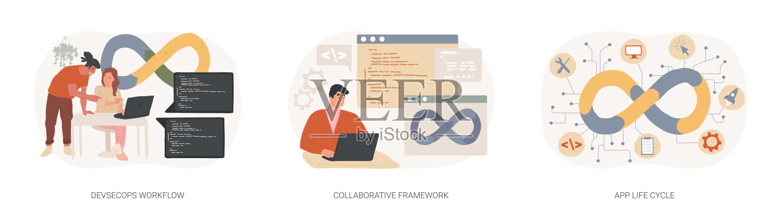 DevSecOps孤立的卡通矢量插图se插画图片素材