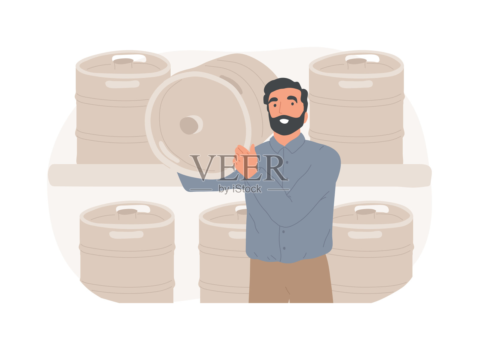 改变啤酒桶孤立的卡通矢量插图。插画图片素材