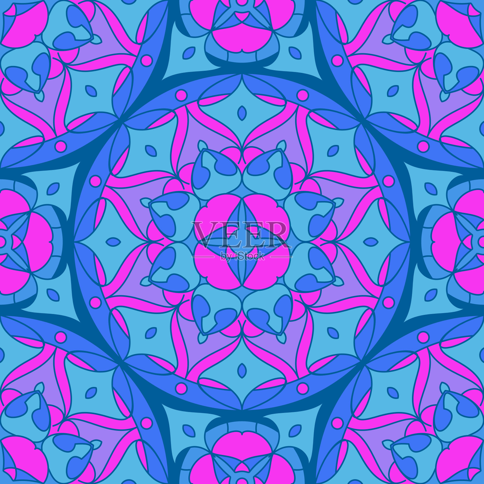 印度无缝图案与花卉装饰插画图片素材