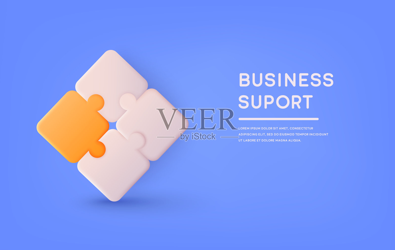 业务支持。拼图或拼图矢量3d插图。插画图片素材