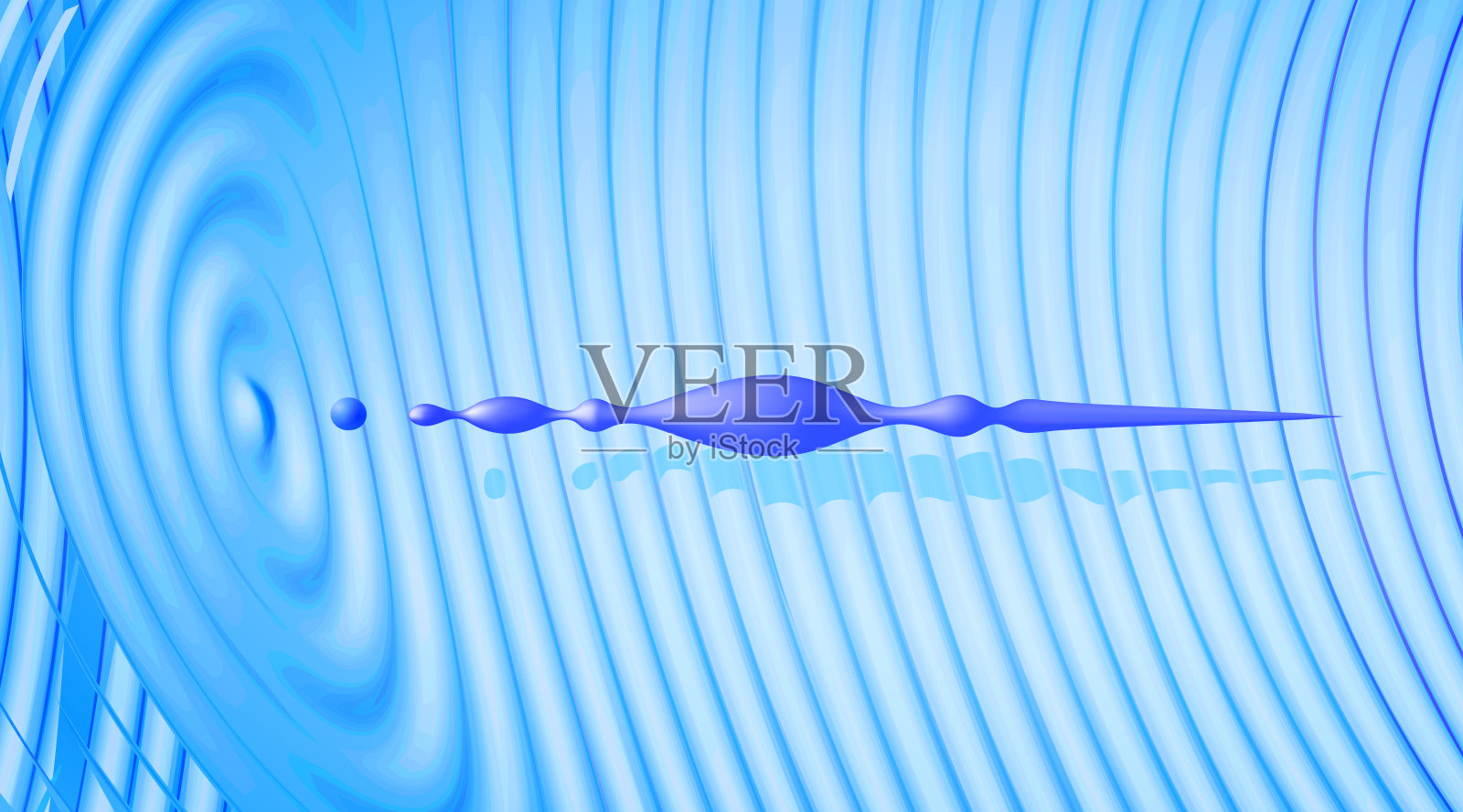 波纹蓝色背景的横幅，海报，传单，卡片，封面，小册子。波浪形插图，易于改变颜色。用空的地方。插画图片素材