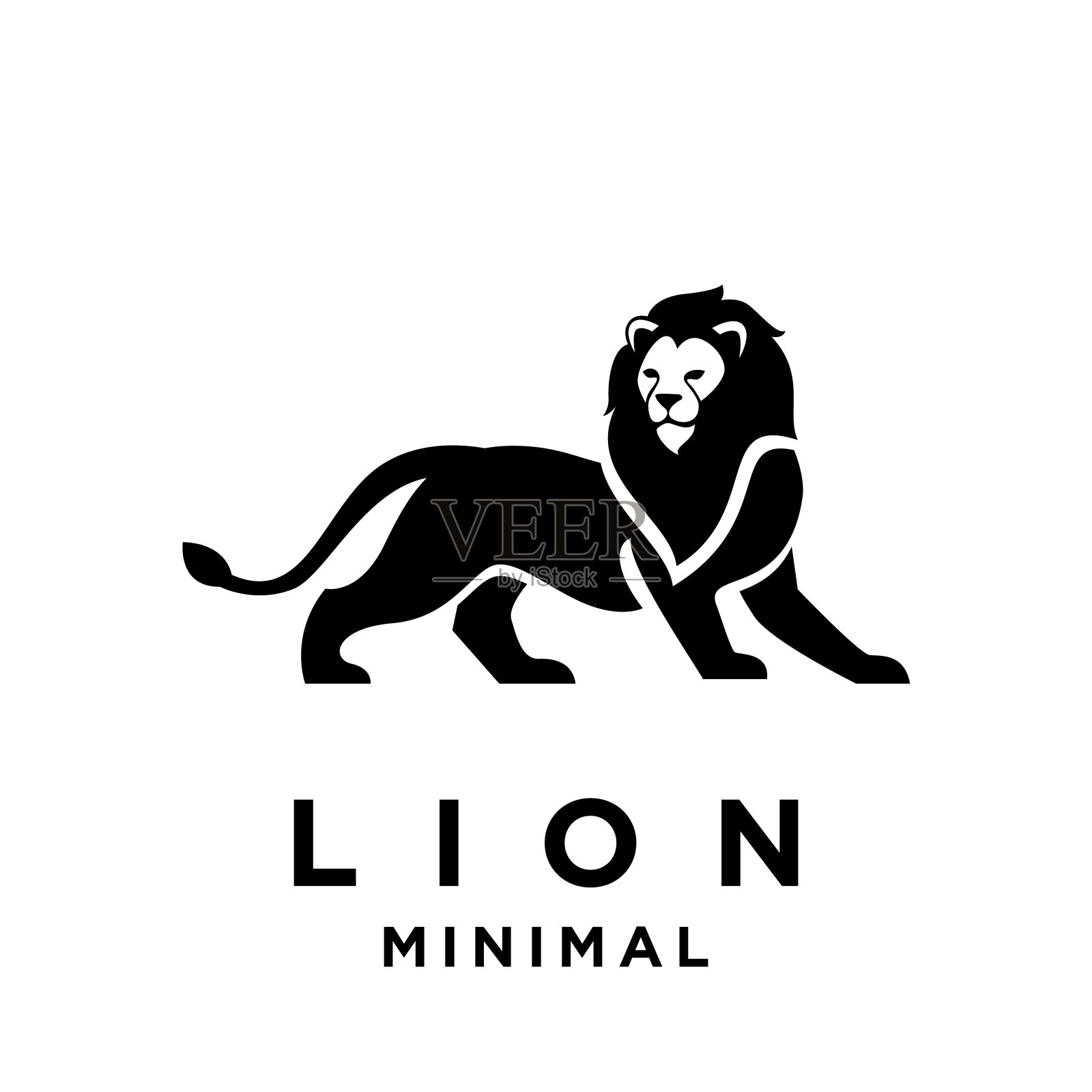 狮子图标设计插图黑色和白色插画图片素材