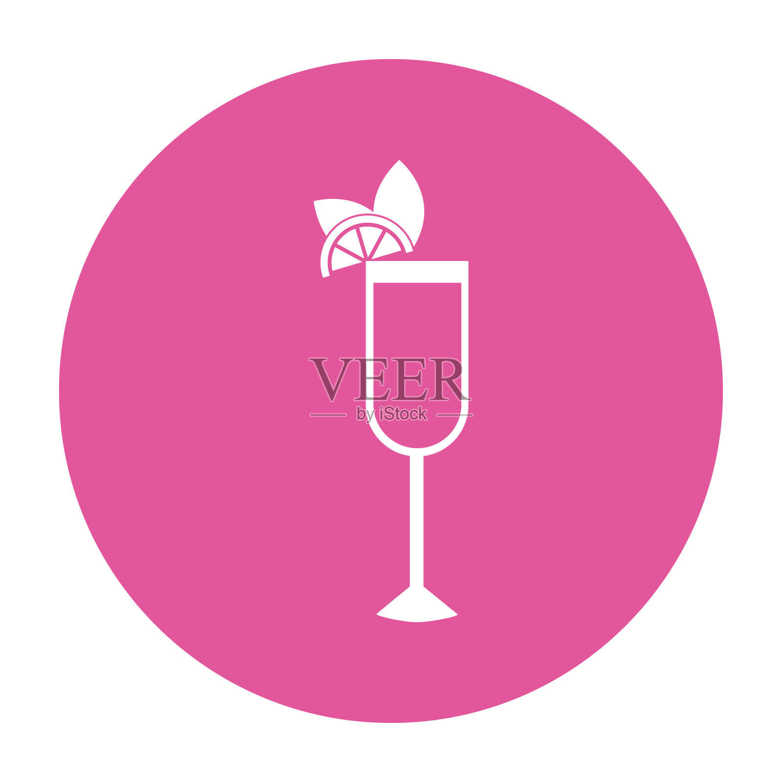 粉色鸡尾酒图标贴纸矢量插画图片素材