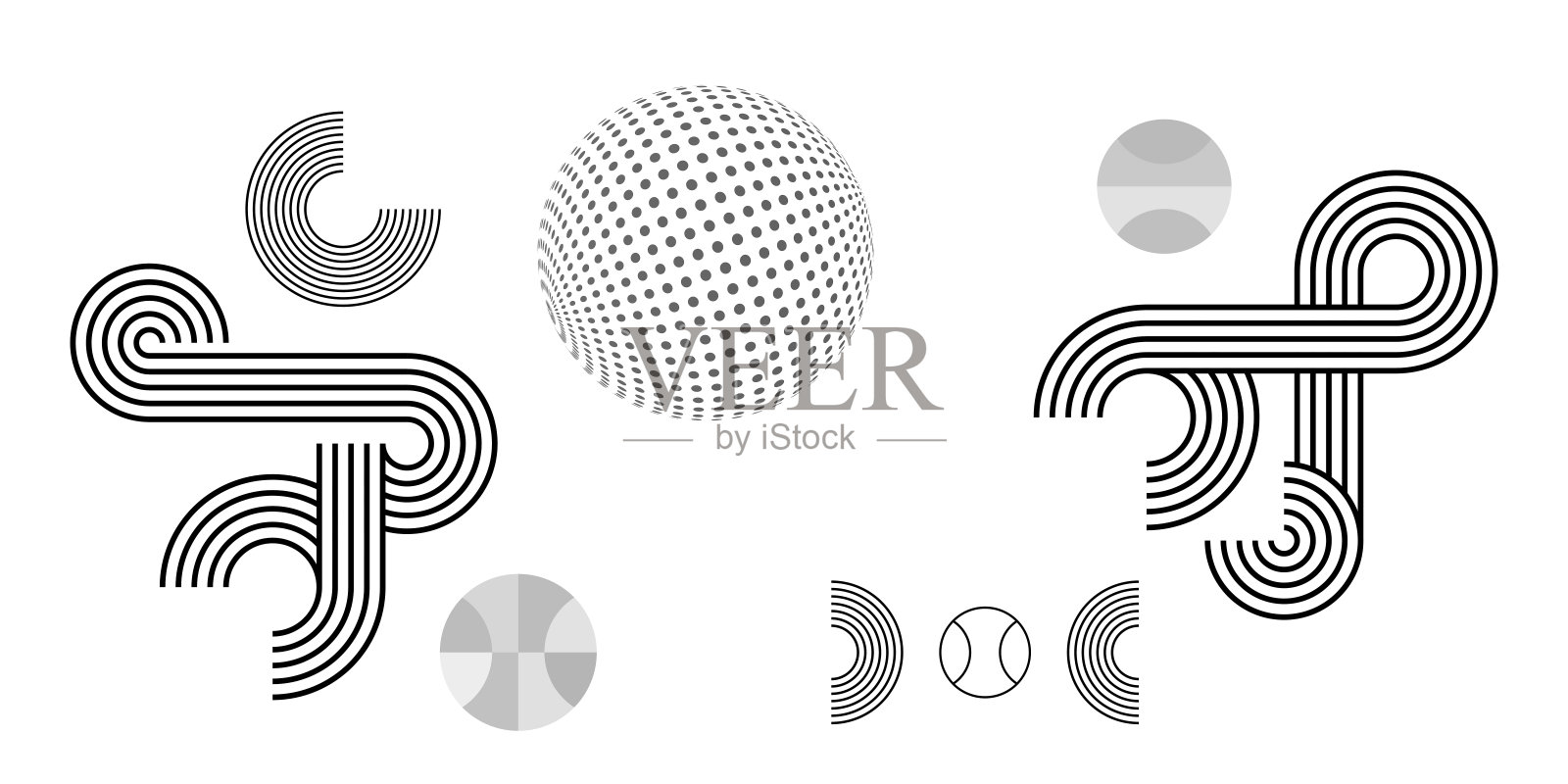 抽象黑白条纹线。几何点图案背景。未来的技术。体育的概念。插画图片素材