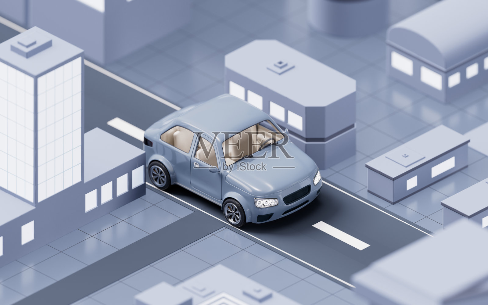 汽车在城市街道上行驶，3d渲染。照片摄影图片