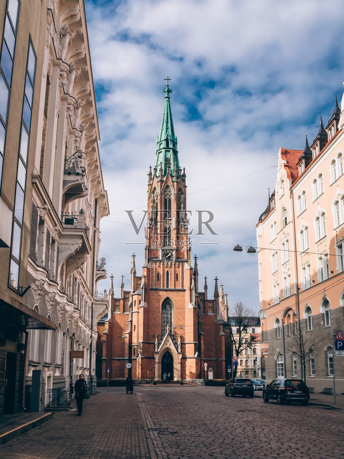 圣格特鲁德的旧里加福音路德教会照片摄影图片