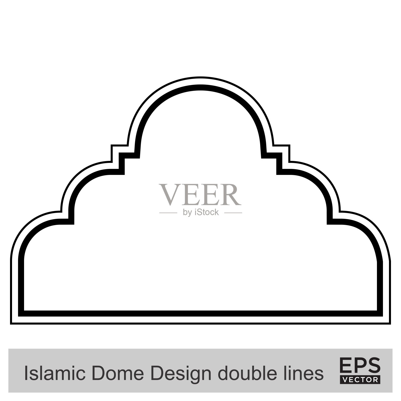 伊斯兰圆顶设计双线轮廓线黑色笔画轮廓设计象形符号视觉说明插画图片素材