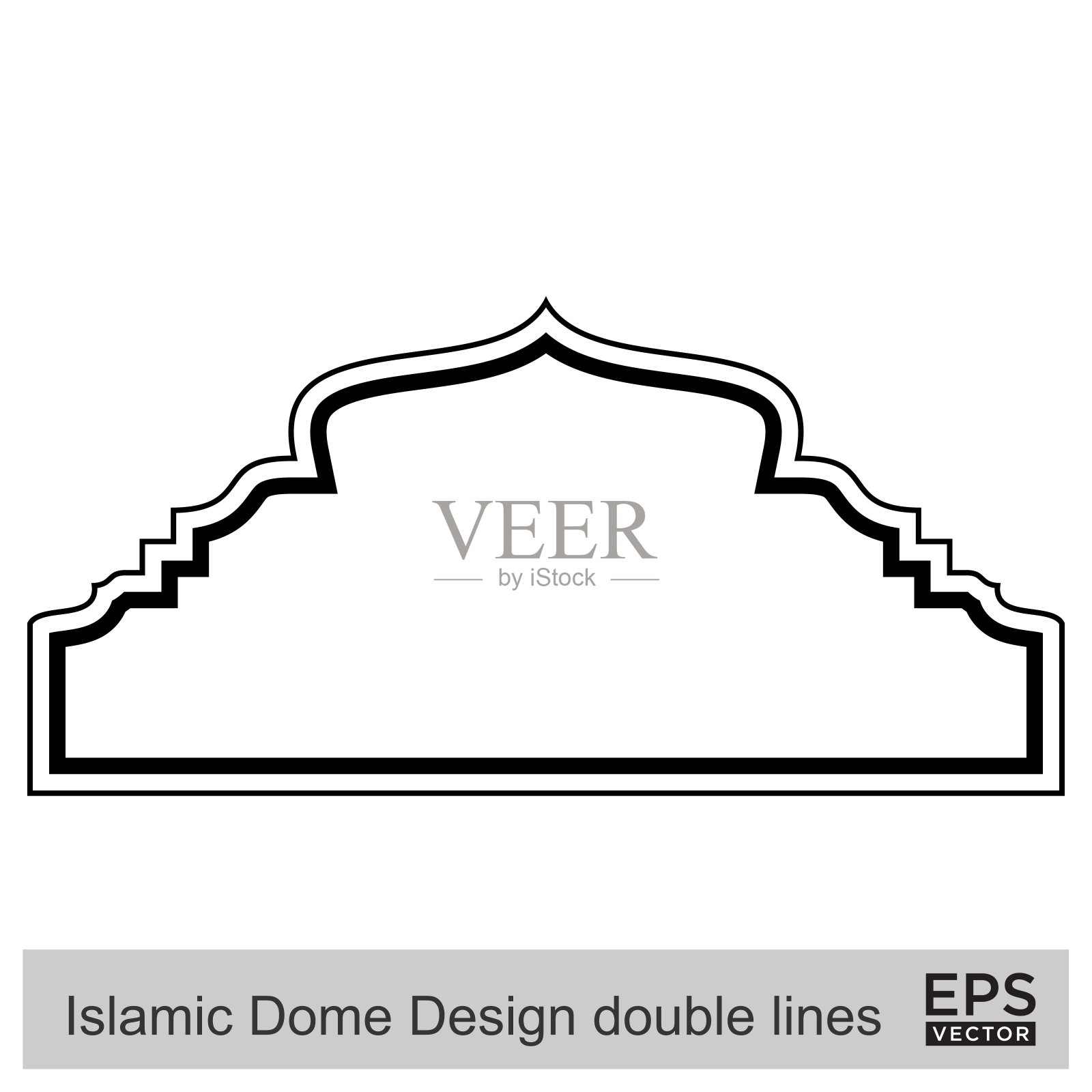 伊斯兰圆顶设计双线轮廓线黑色笔画轮廓设计象形符号视觉说明插画图片素材
