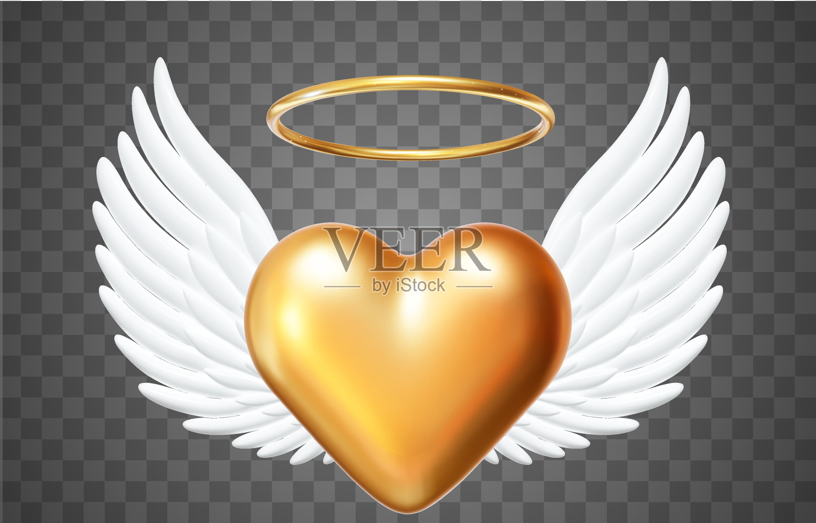 wings-heart-halo100插画图片素材