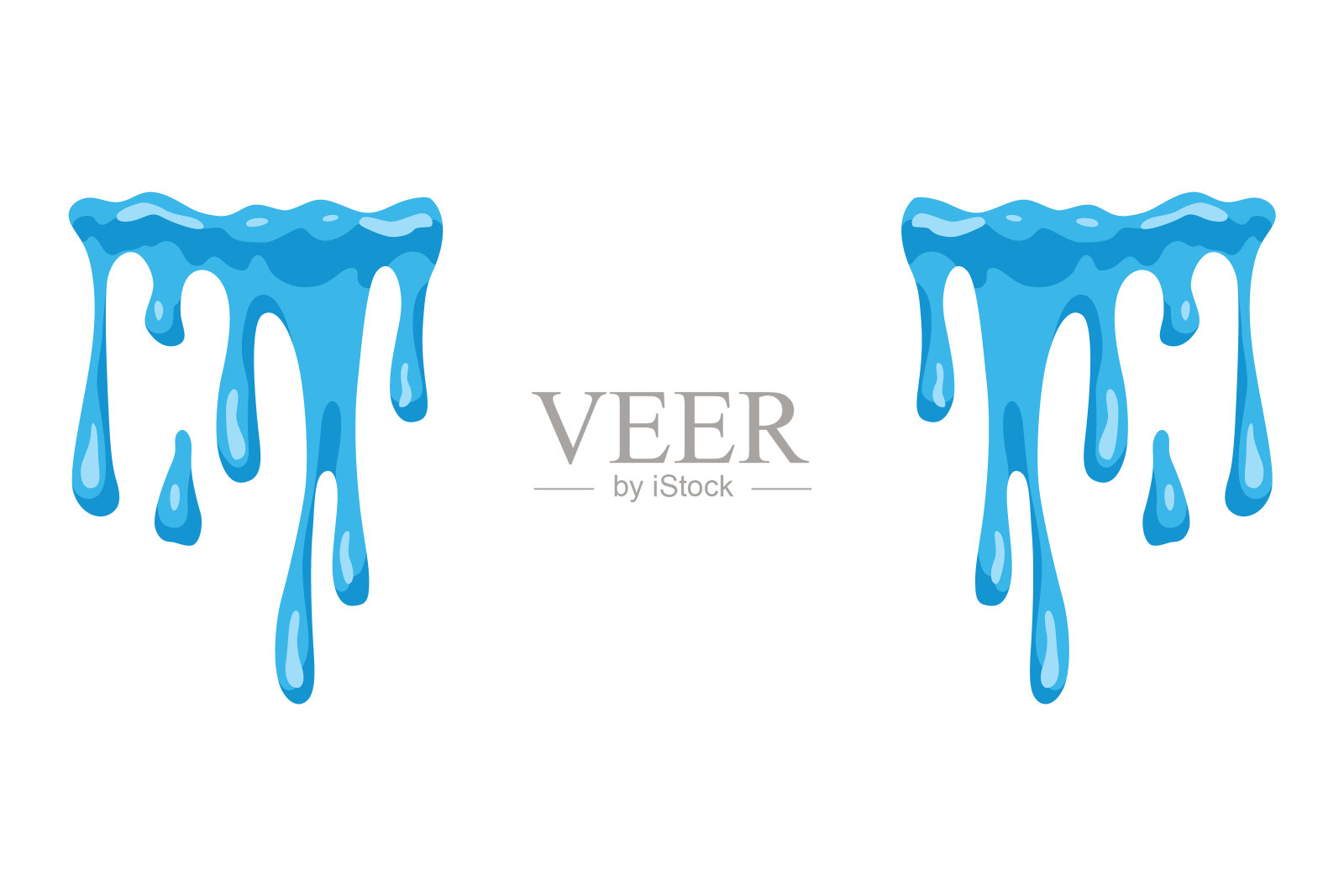 卡通泪滴图标。悲伤泪流，泪滴。哭泣的液体，落下蓝色的水滴。孤立的矢量悲伤的字符哭泣的表达。湿润的悲伤水滴插画图片素材