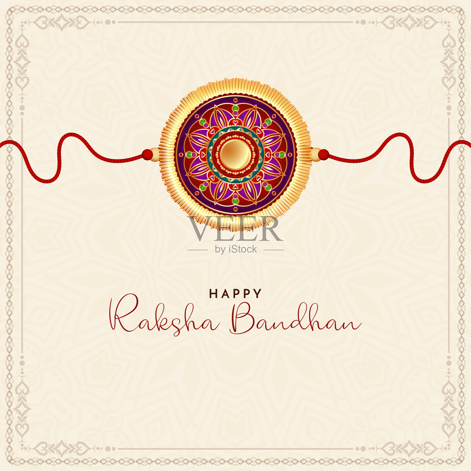 优雅的快乐Raksha Bandhan宗教印度节日背景插画图片素材