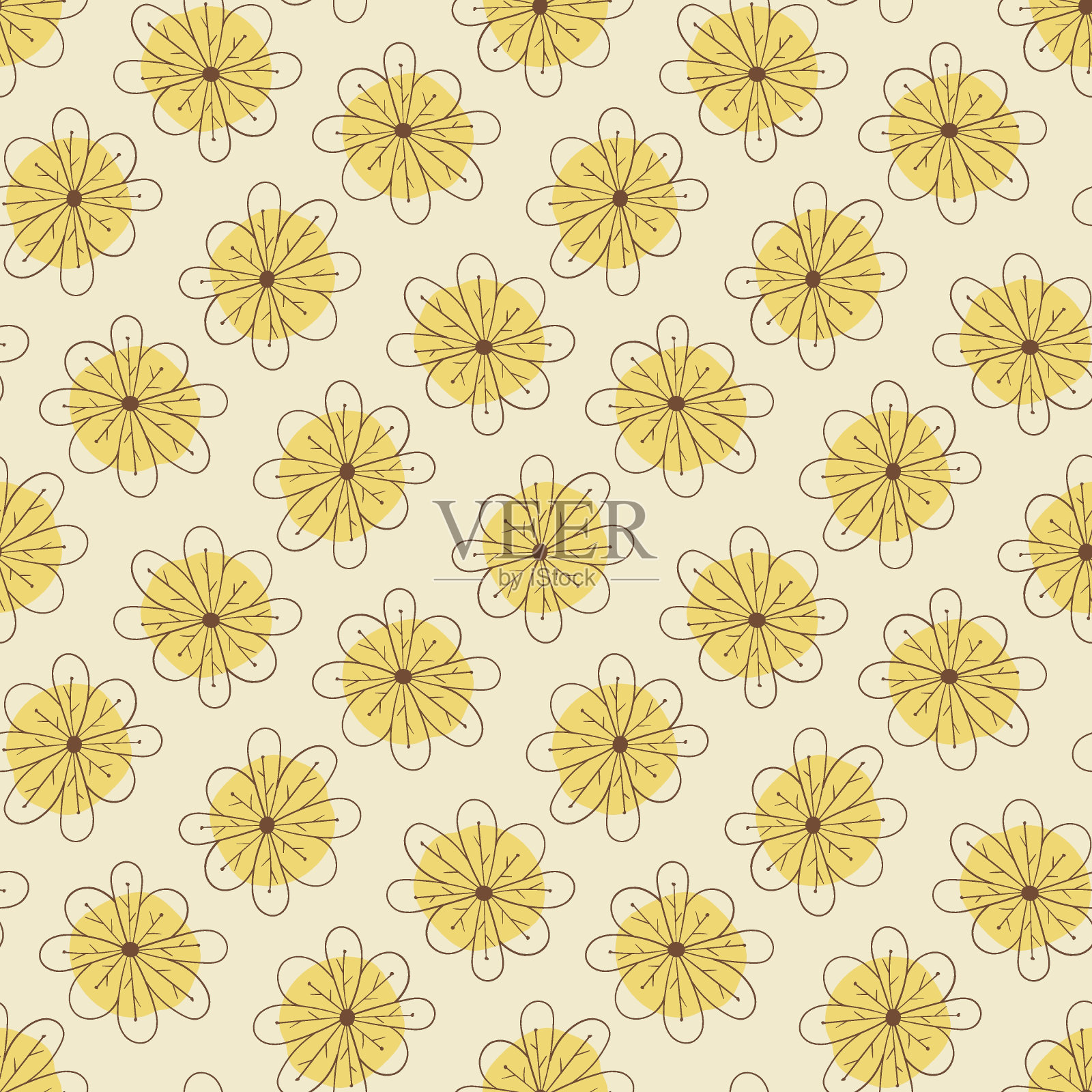 秋天的无缝背景手绘树叶插画图片素材