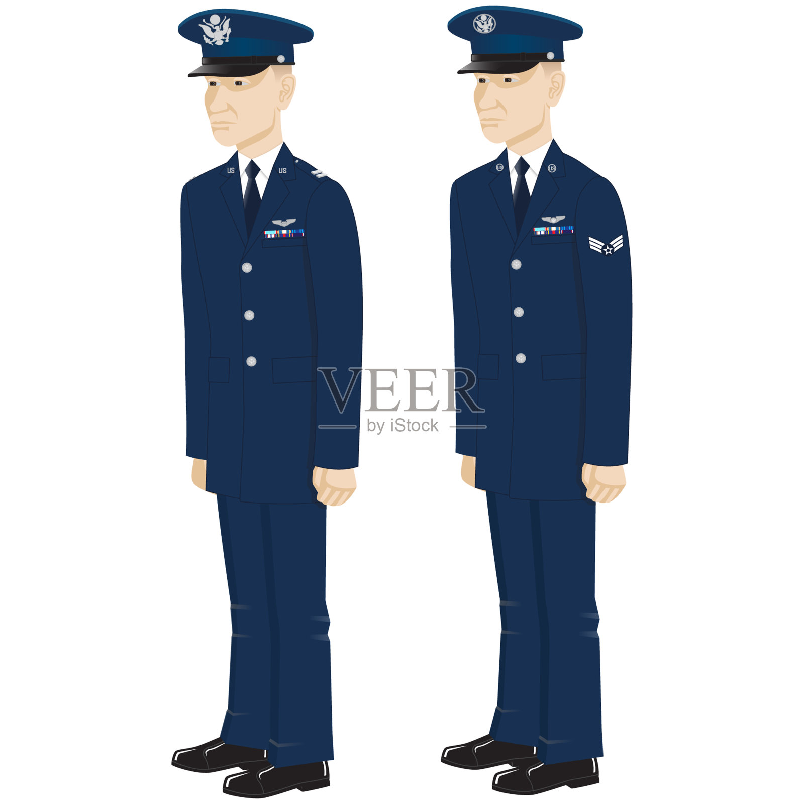 空军军官和士兵插画图片素材