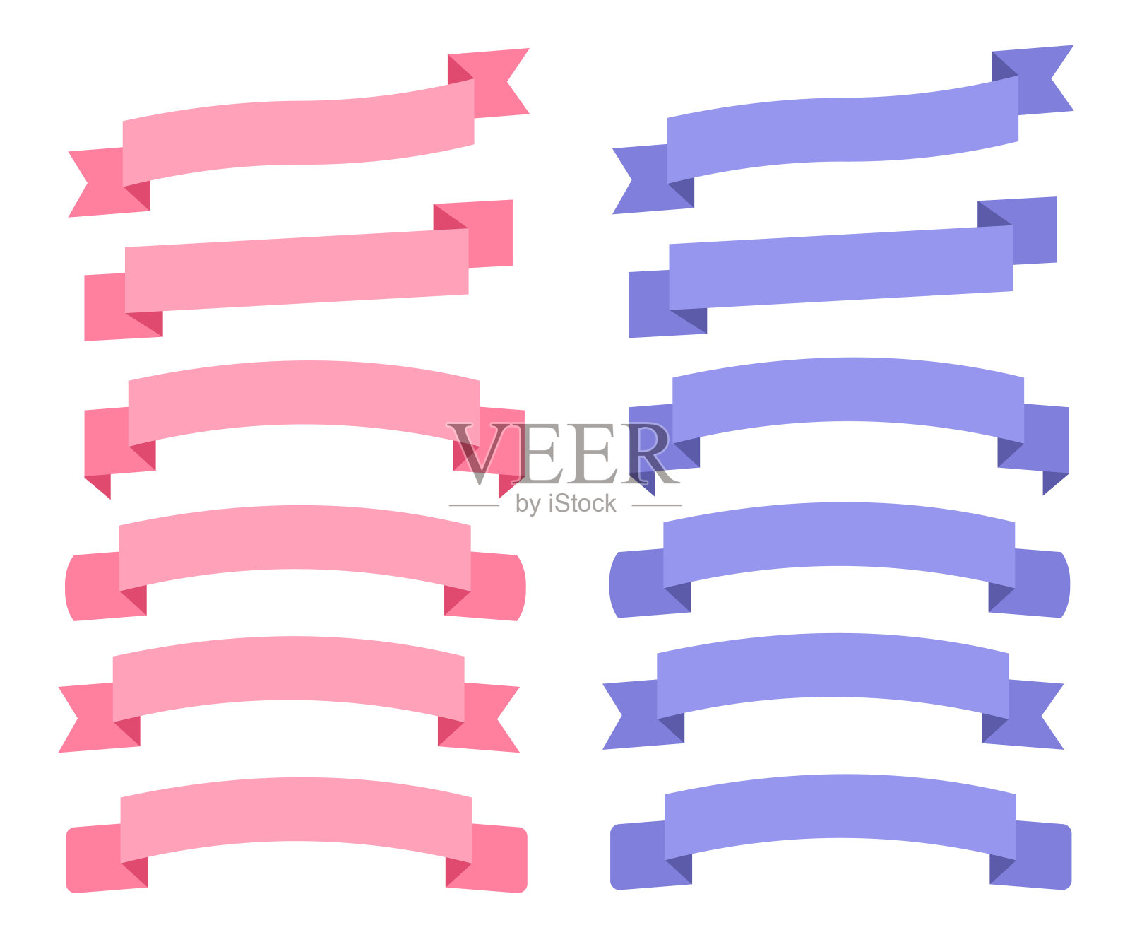 一组简单的缎带框架，可以用来做任何事情。标注形状或横幅。插画图片素材