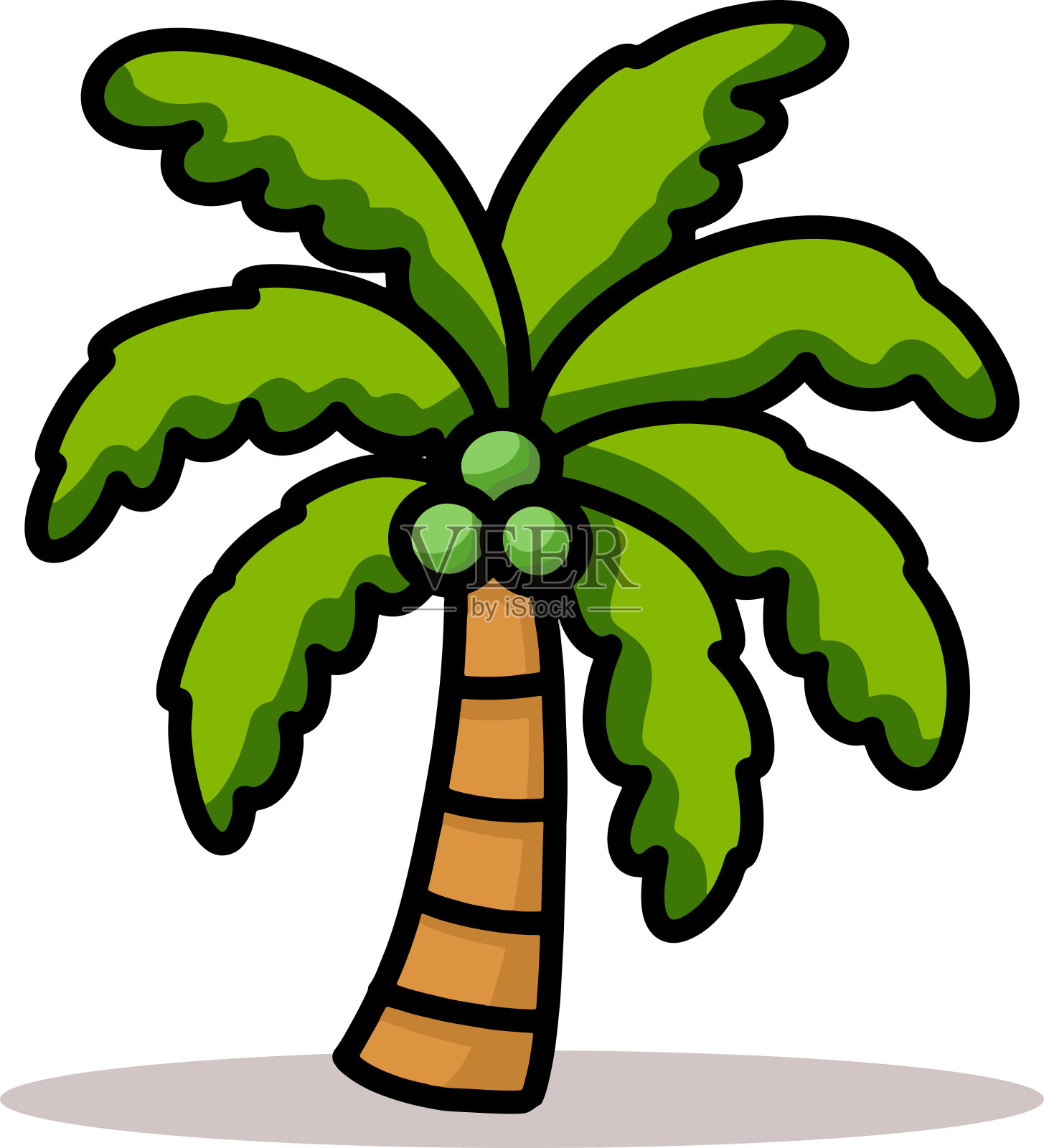 卡通绘制棕榈椰子树矢量