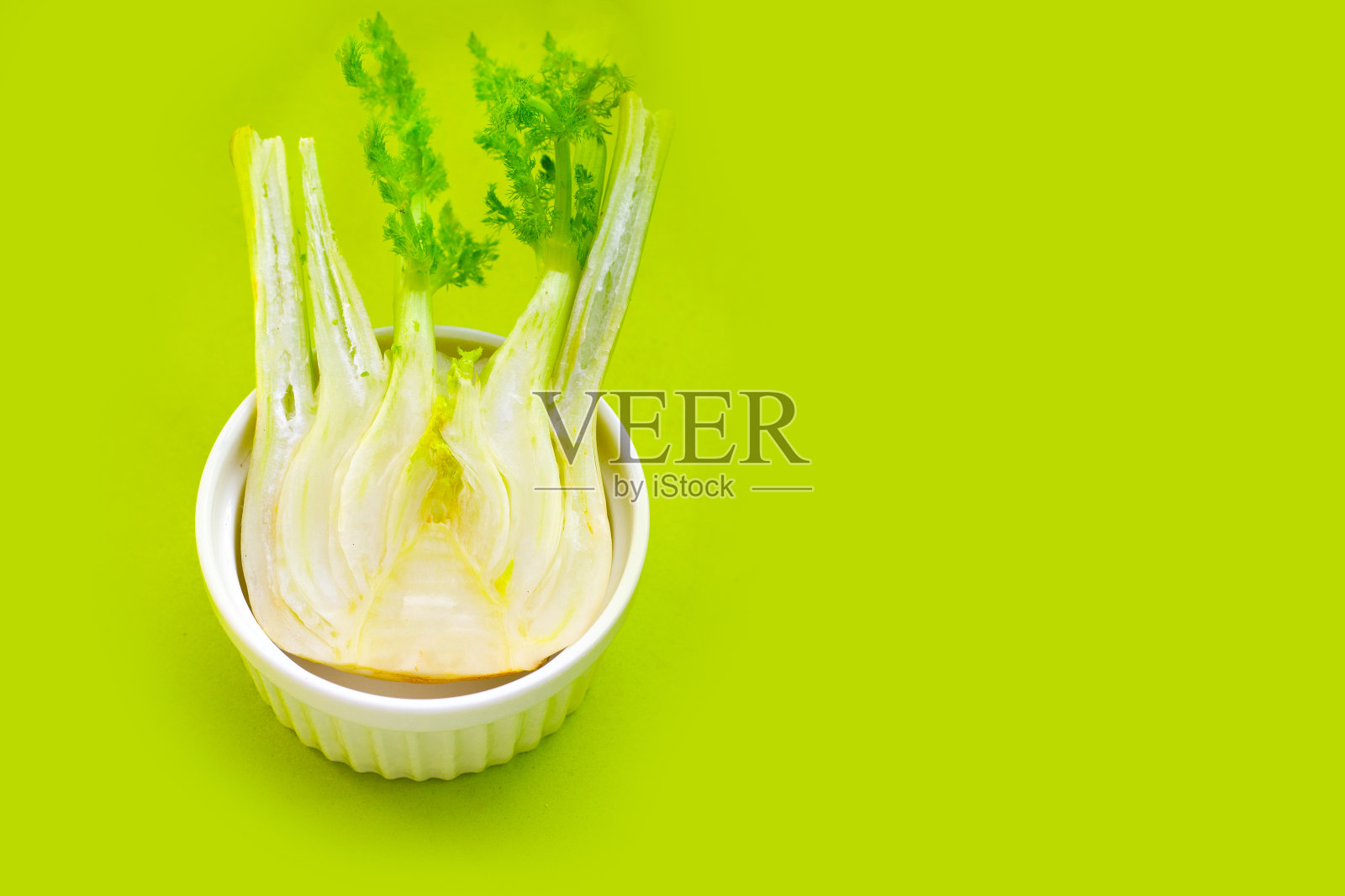 白色背景上新鲜的茴香球茎照片摄影图片