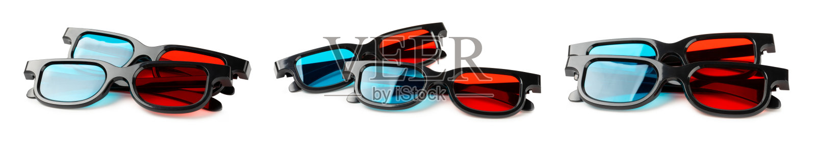 3D眼镜隔离在白色背景。3D电影眼镜。电影院和娱乐的概念。看电影。设计。放文字的地方。照片摄影图片