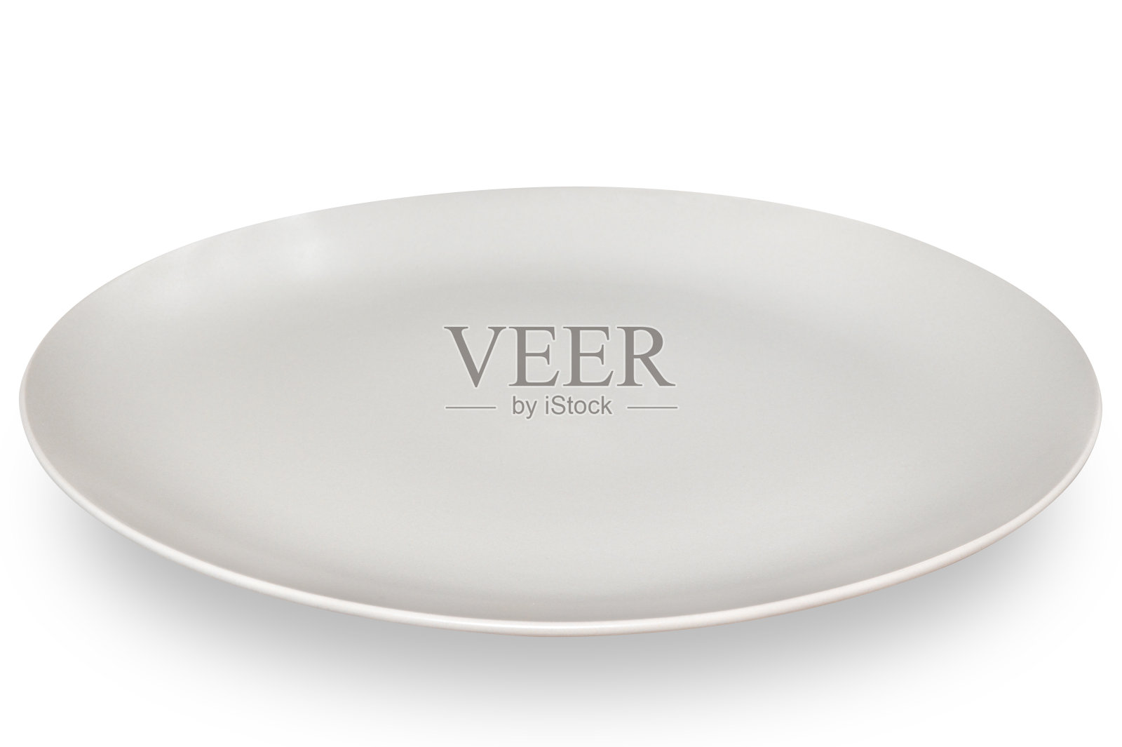 白色背景上隔离的灰圈陶瓷板。照片摄影图片