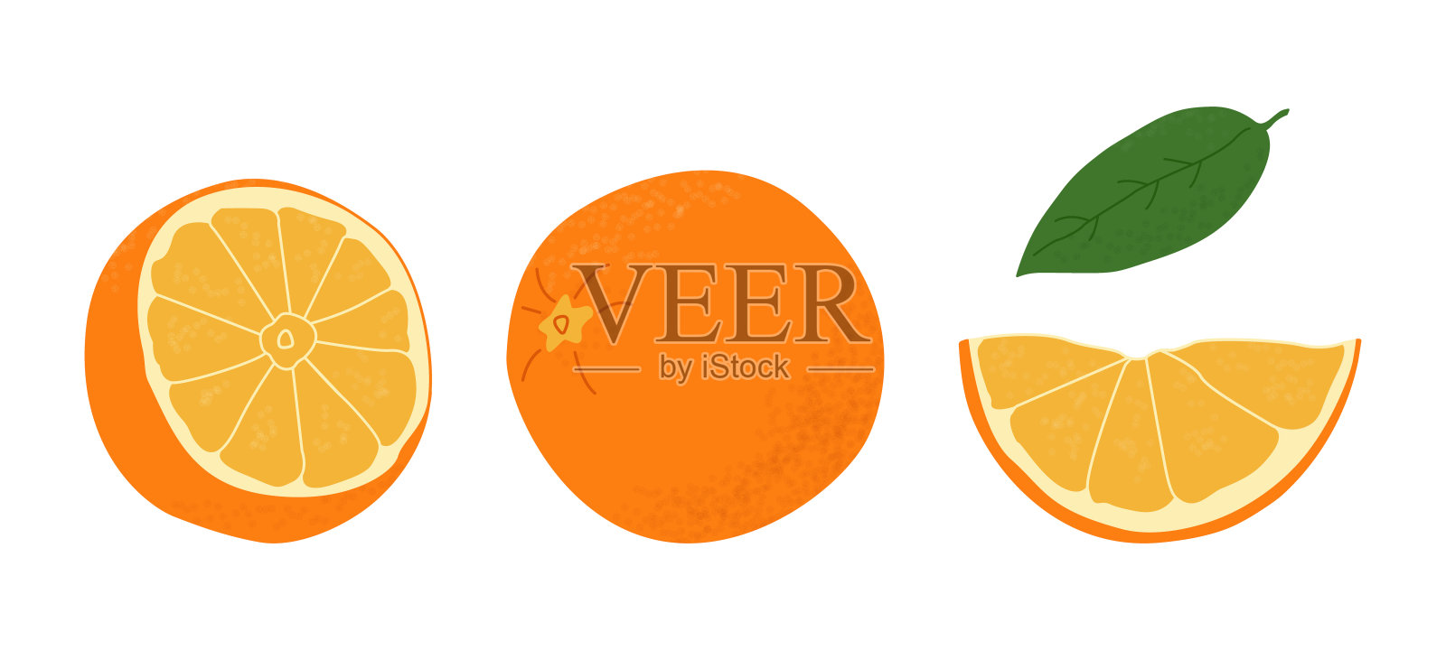 白色背景上孤立的橙色果实。矢量插图，水果图标。插画图片素材