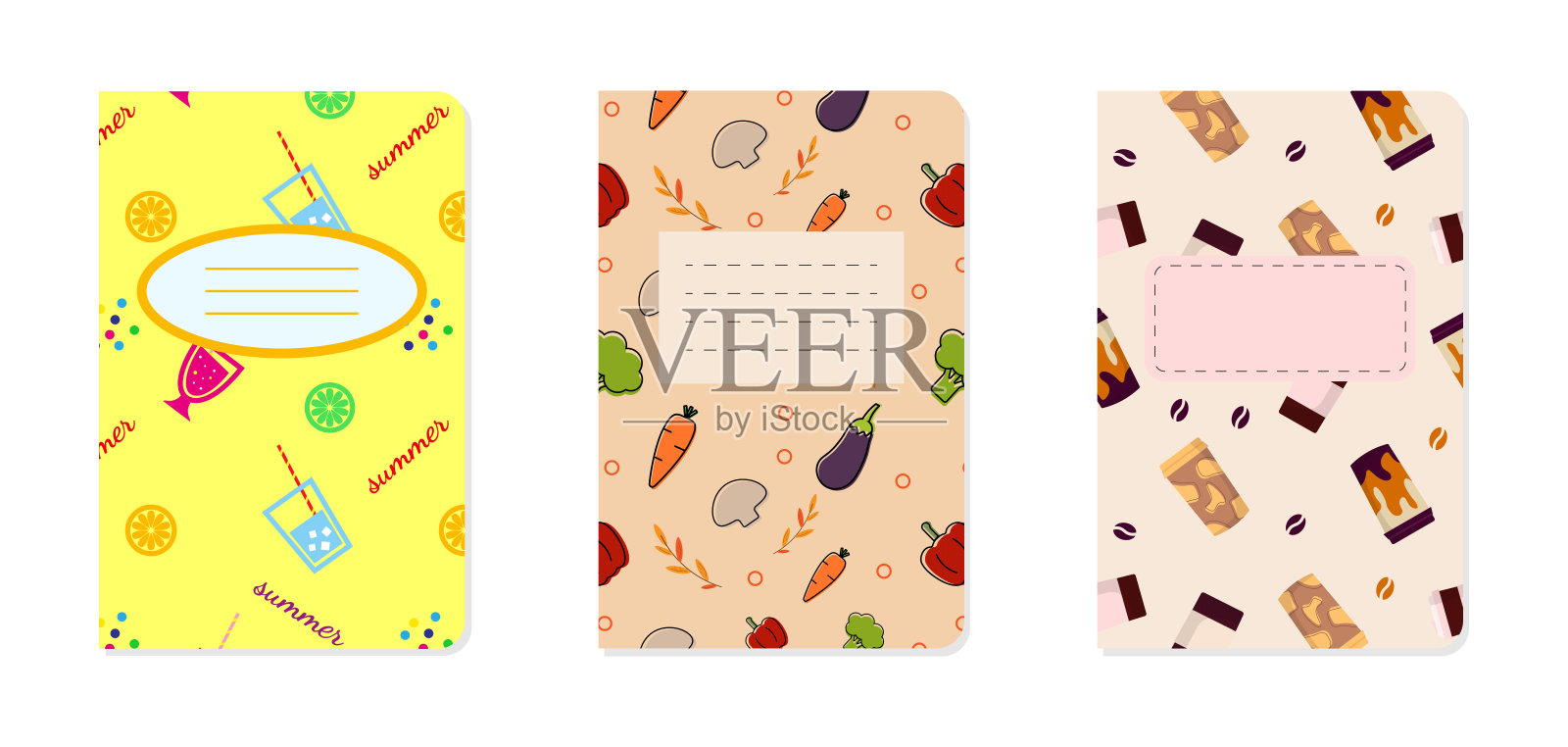 一套笔记本封面设计模板。配方的笔记本。矢量图形插画图片素材