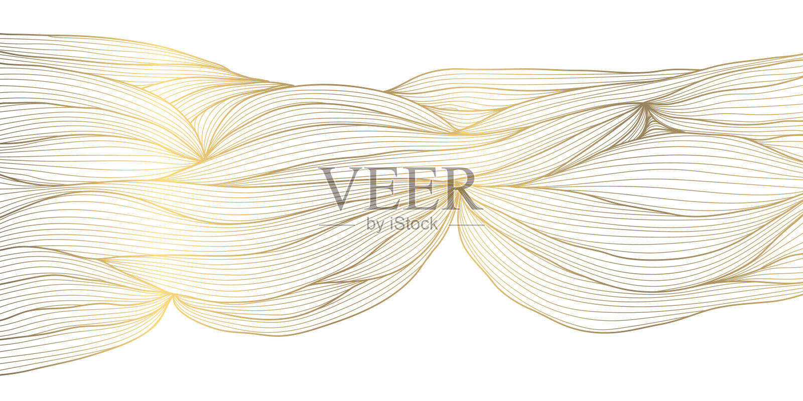 矢量金抽象线条图案，波浪质感，奢华现代艺术。优雅的形状横幅，优质的几何壁纸，闪闪发光的波浪元素。流动海报，背景插画图片素材