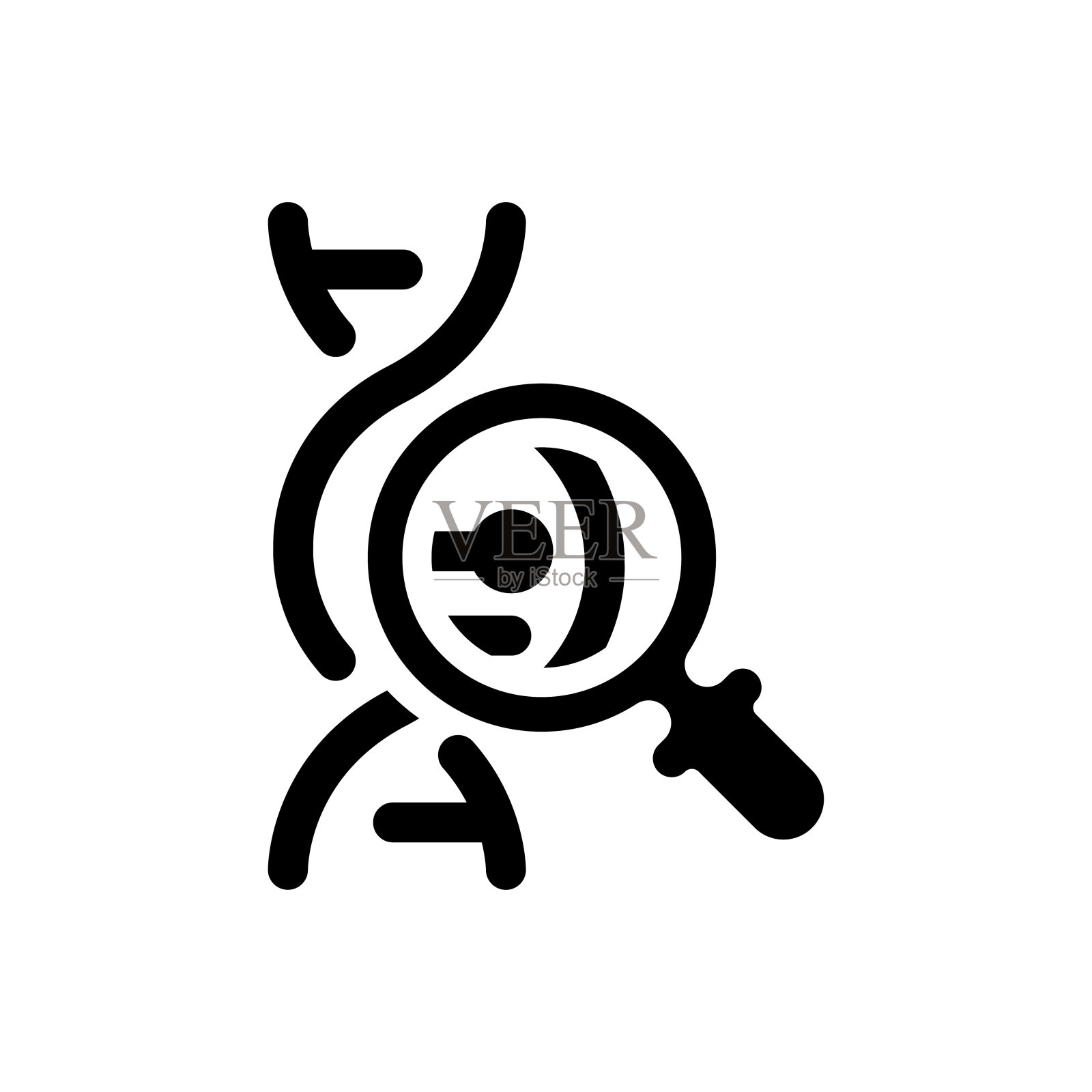 DNA序列与放大镜矢量图标插画图片素材