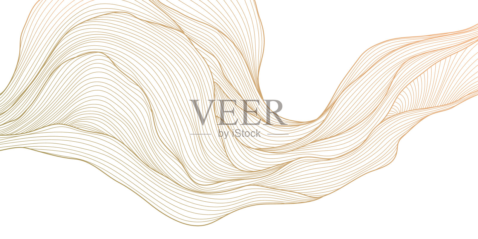 矢量金抽象线条图案，波浪质感，奢华现代艺术。优雅的形状横幅，优质的几何壁纸，闪闪发光的波浪元素。流动海报，背景插画图片素材